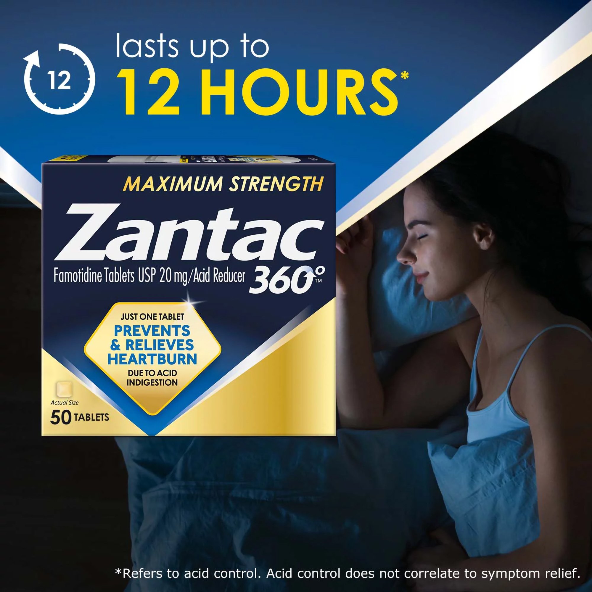 Sanofi 68142103614 - Zantac 360°™ Acid Reducer Maximum Strength Tablets - 1/Bottle