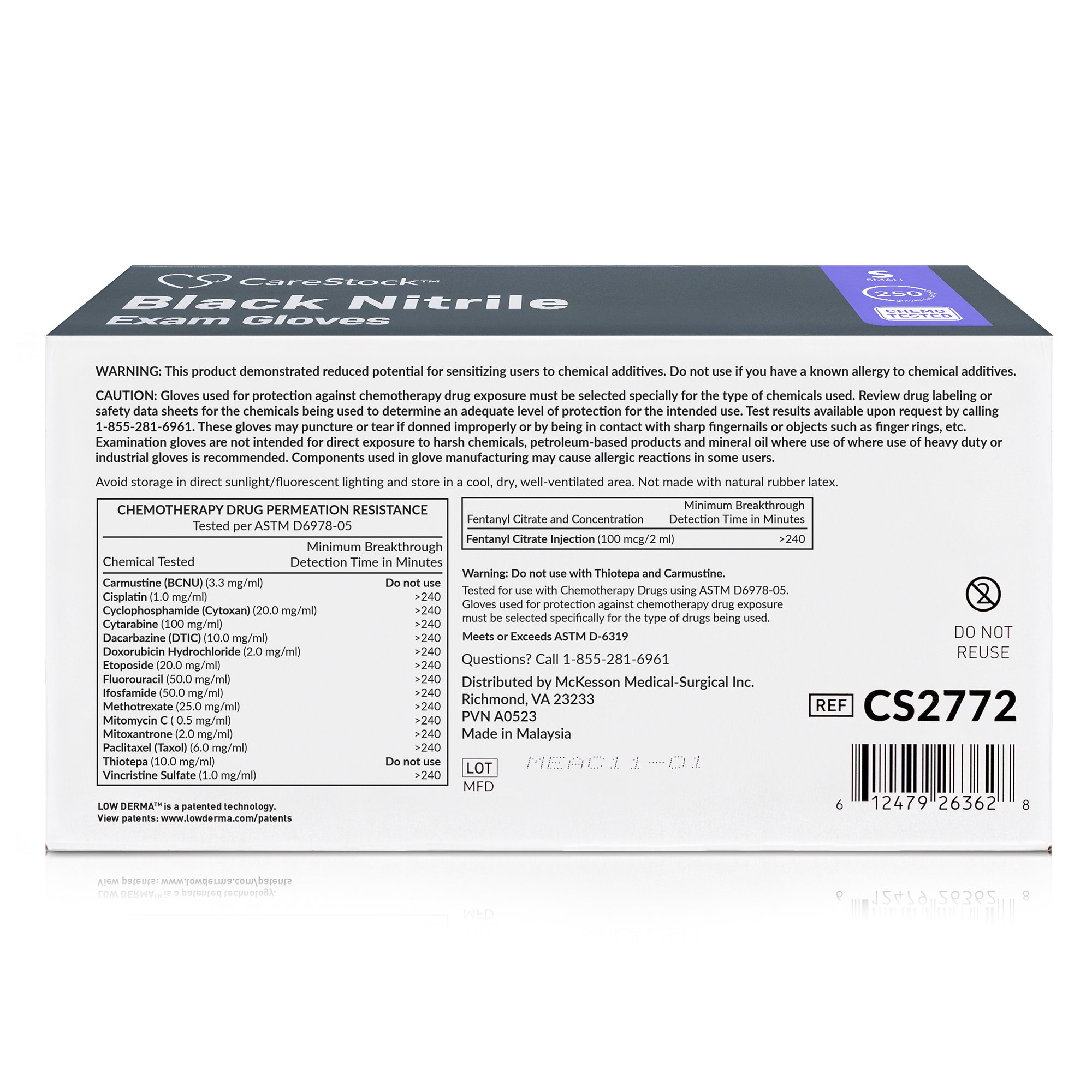 CareStock CS2772 - CareStock™ Nitrile Exam Glove, Small, Black - 250/Box, 2500/Case