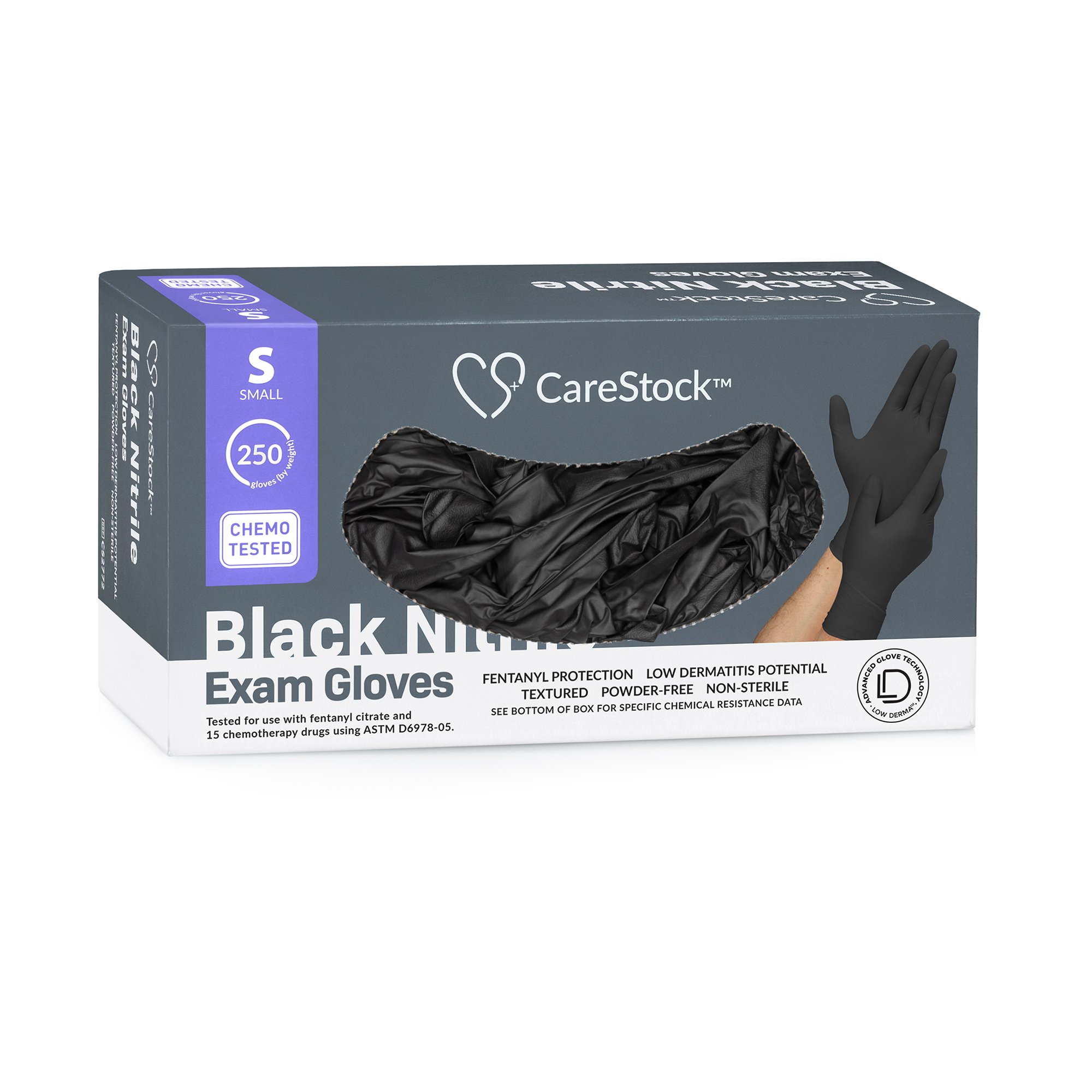 CareStock CS2772 - CareStock™ Nitrile Exam Glove, Small, Black - 250/Box, 2500/Case