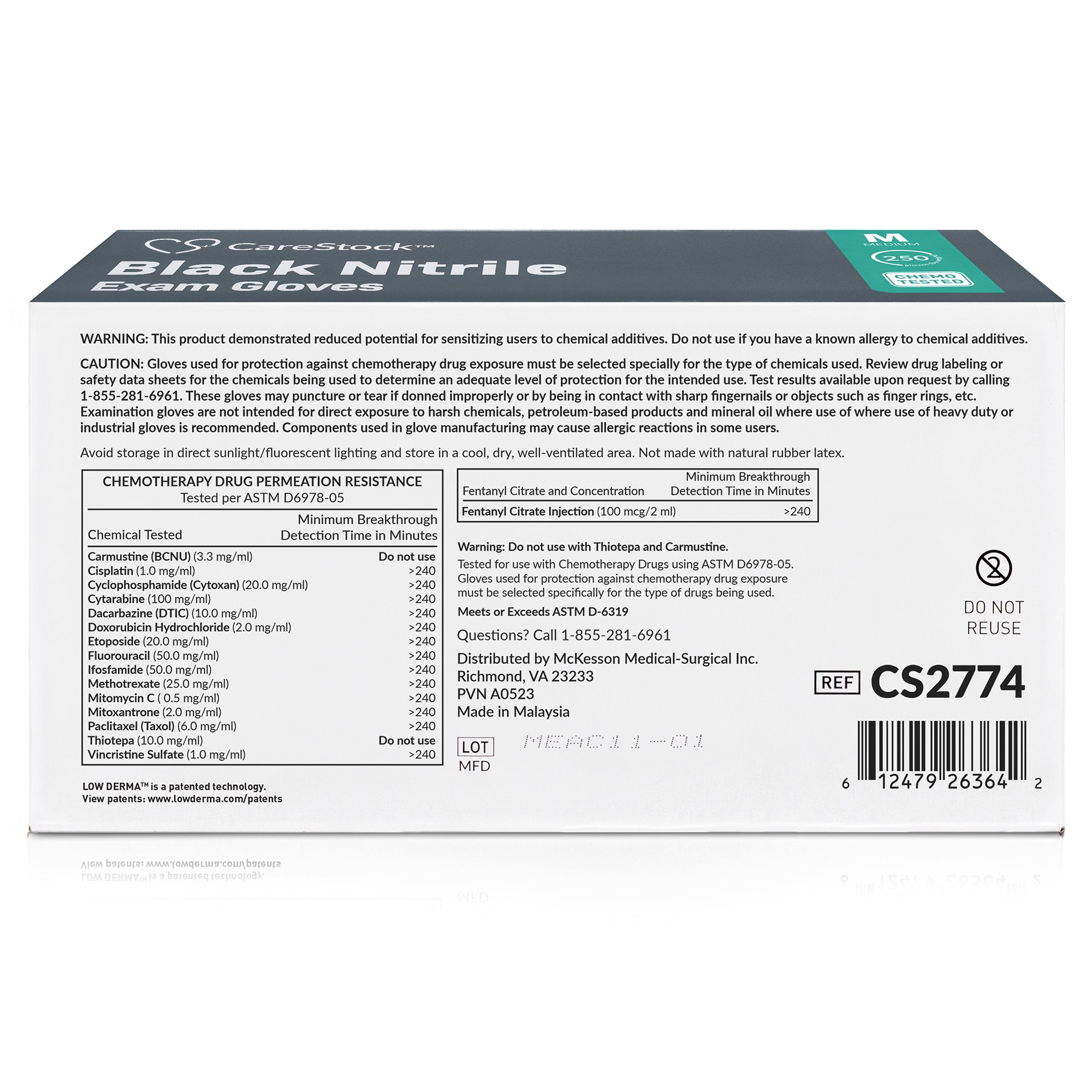 CareStock CS2774 - CareStock™ Nitrile Exam Glove, Medium, Black - 250/Box, 2500/Case