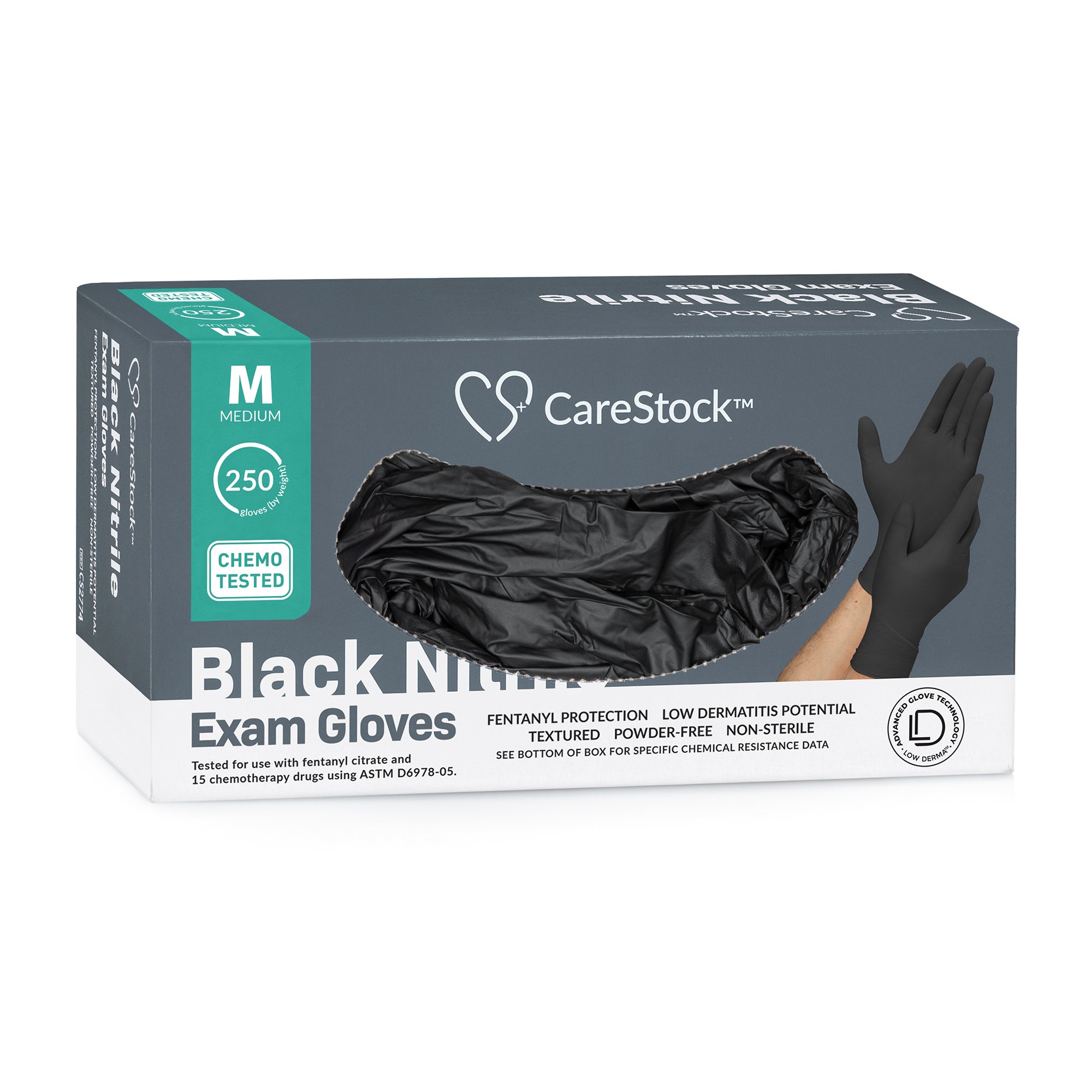CareStock CS2774 - CareStock™ Nitrile Exam Glove, Medium, Black - 250/Box, 2500/Case