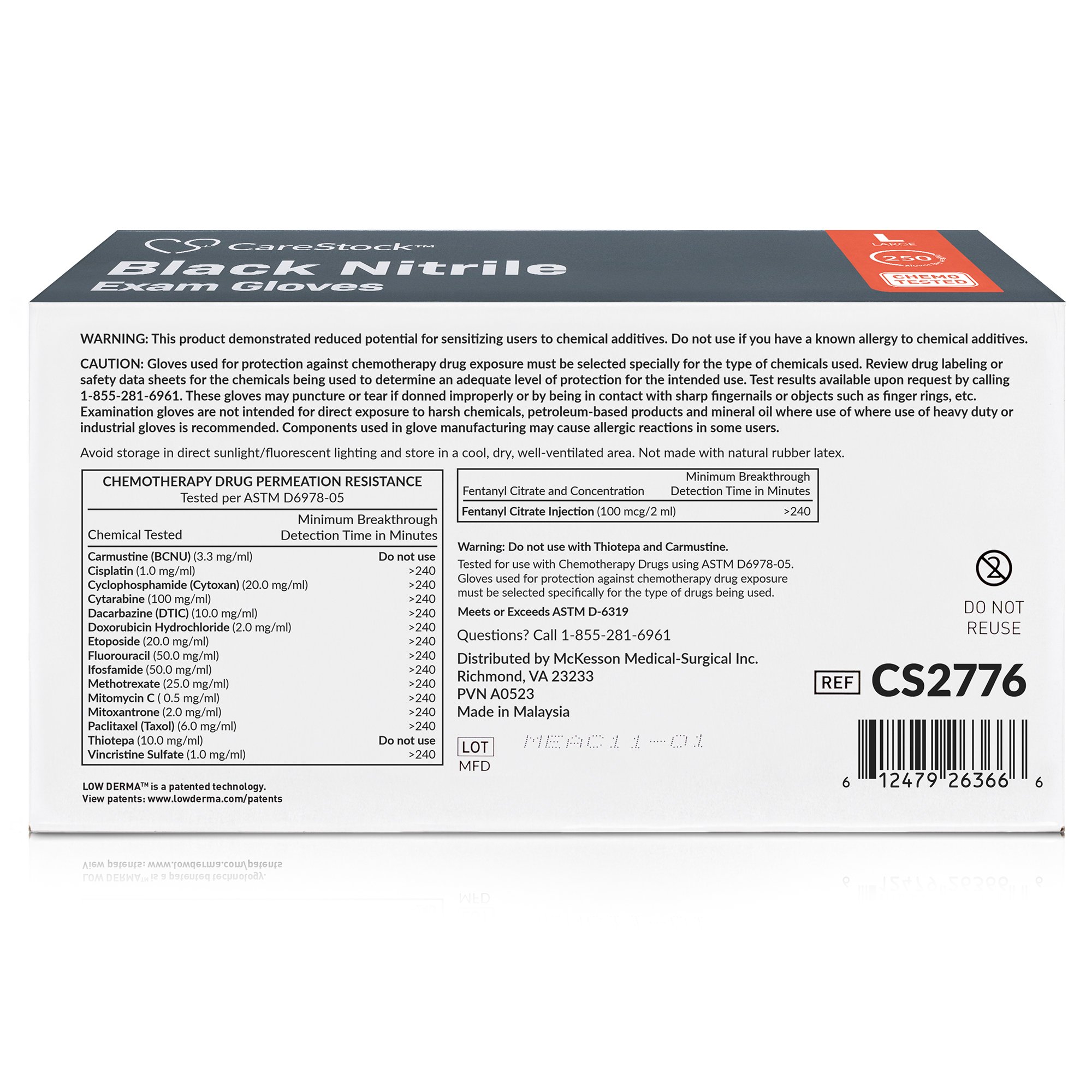 CareStock CS2776 - CareStock™ Nitrile Exam Glove, Large, Black - 250/Box, 2500/Case