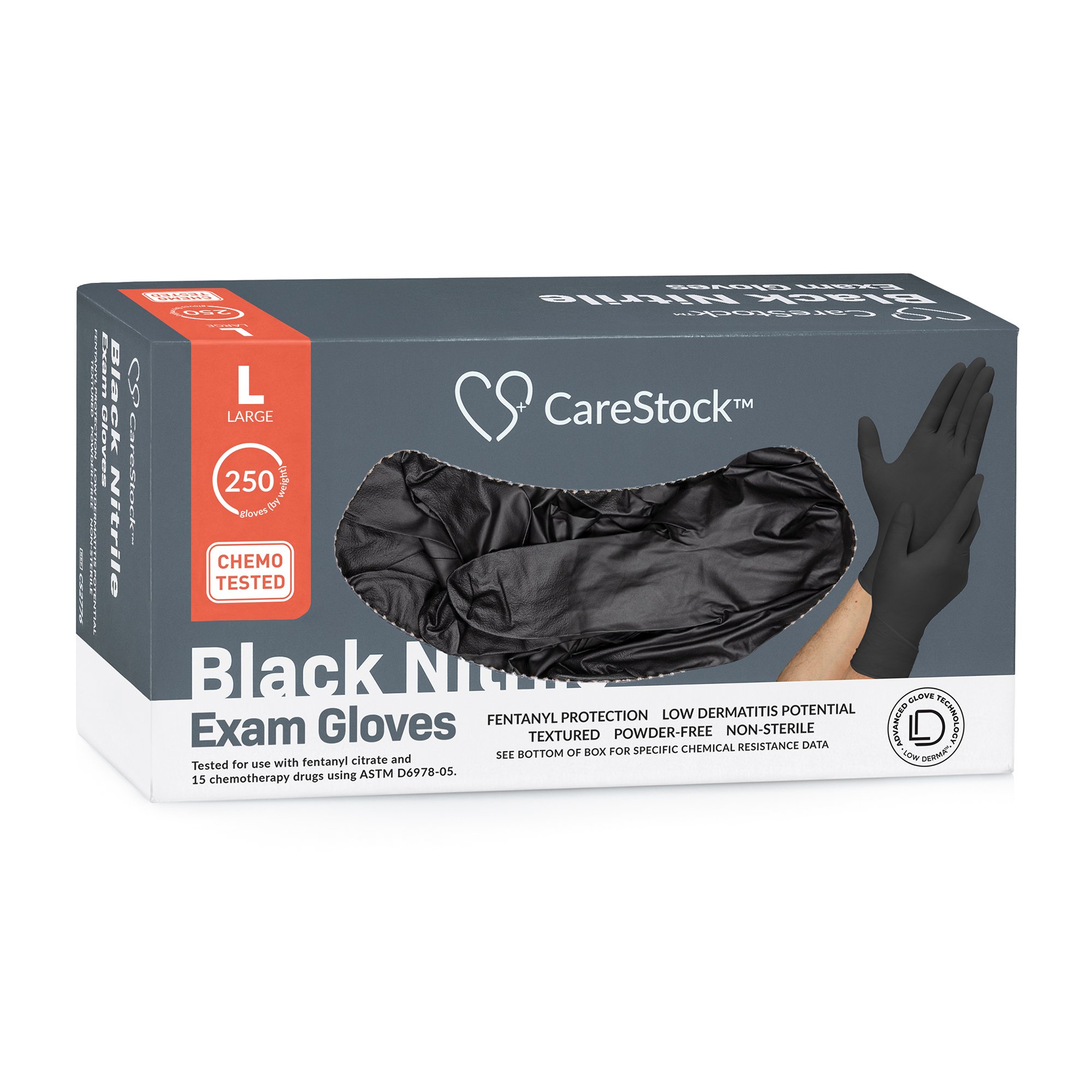 CareStock CS2776 - CareStock™ Nitrile Exam Glove, Large, Black - 250/Box, 2500/Case