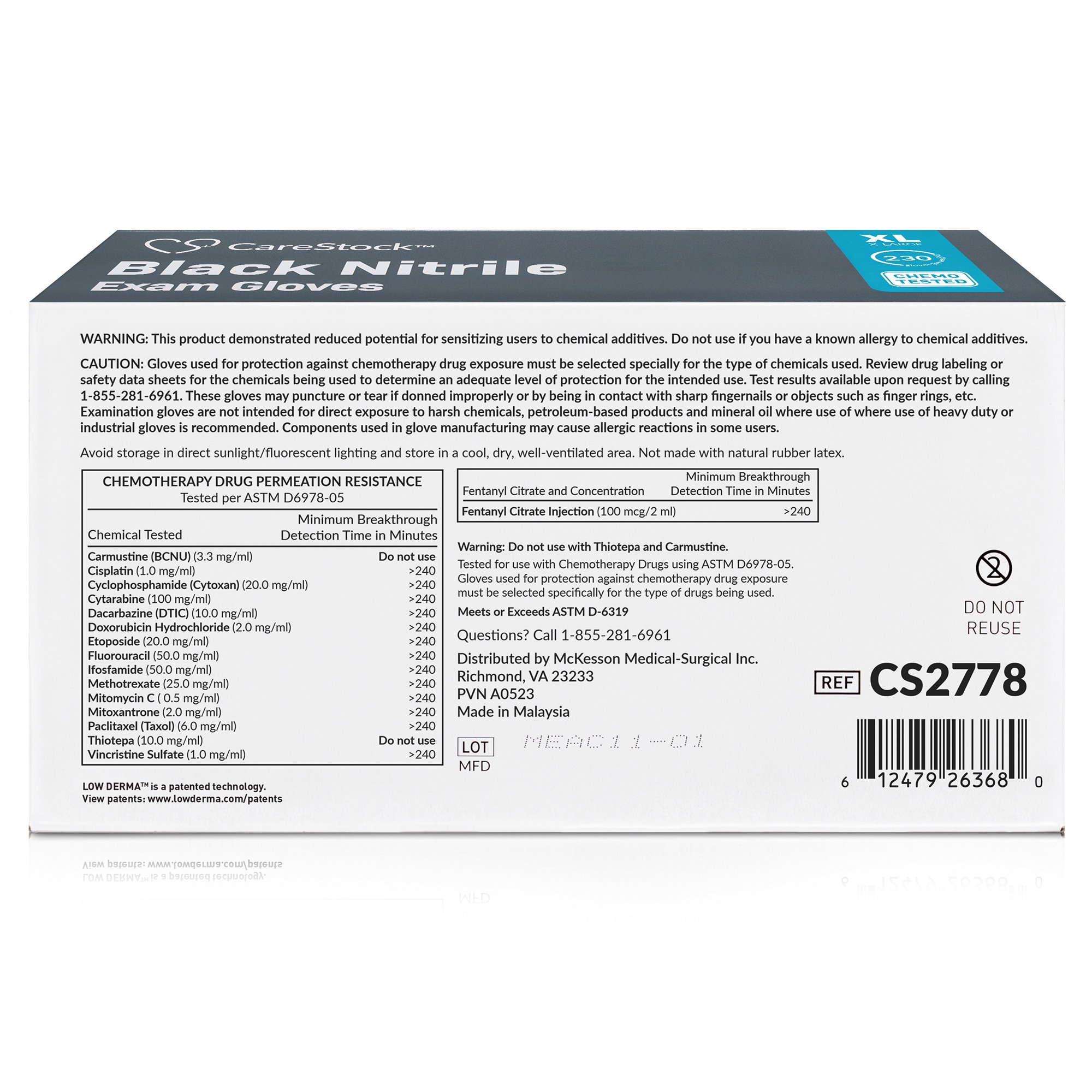 CareStock CS2778 - CareStock™ Nitrile Exam Glove, Extra Large, Black - 230/Box, 2300/Case