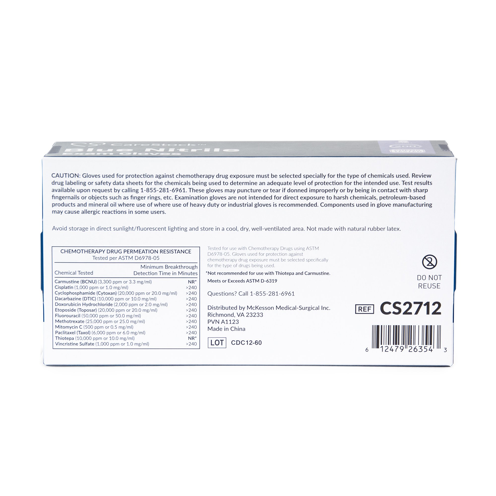 CareStock CS2712 - CareStock™ Nitrile Exam Glove, Small, Blue - 200/Box, 2000/Case