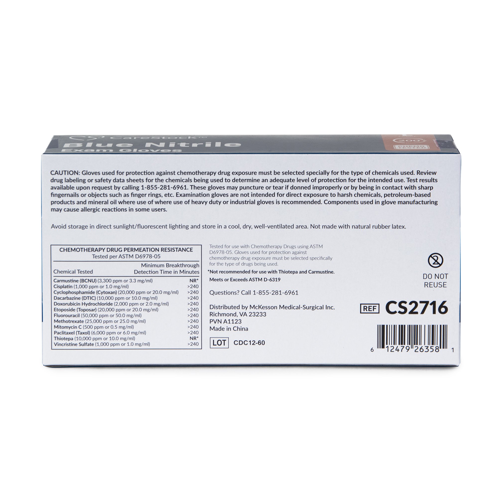 CareStock CS2716 - CareStock™ Nitrile Exam Glove, Large, Blue - 200/Box, 2000/Case