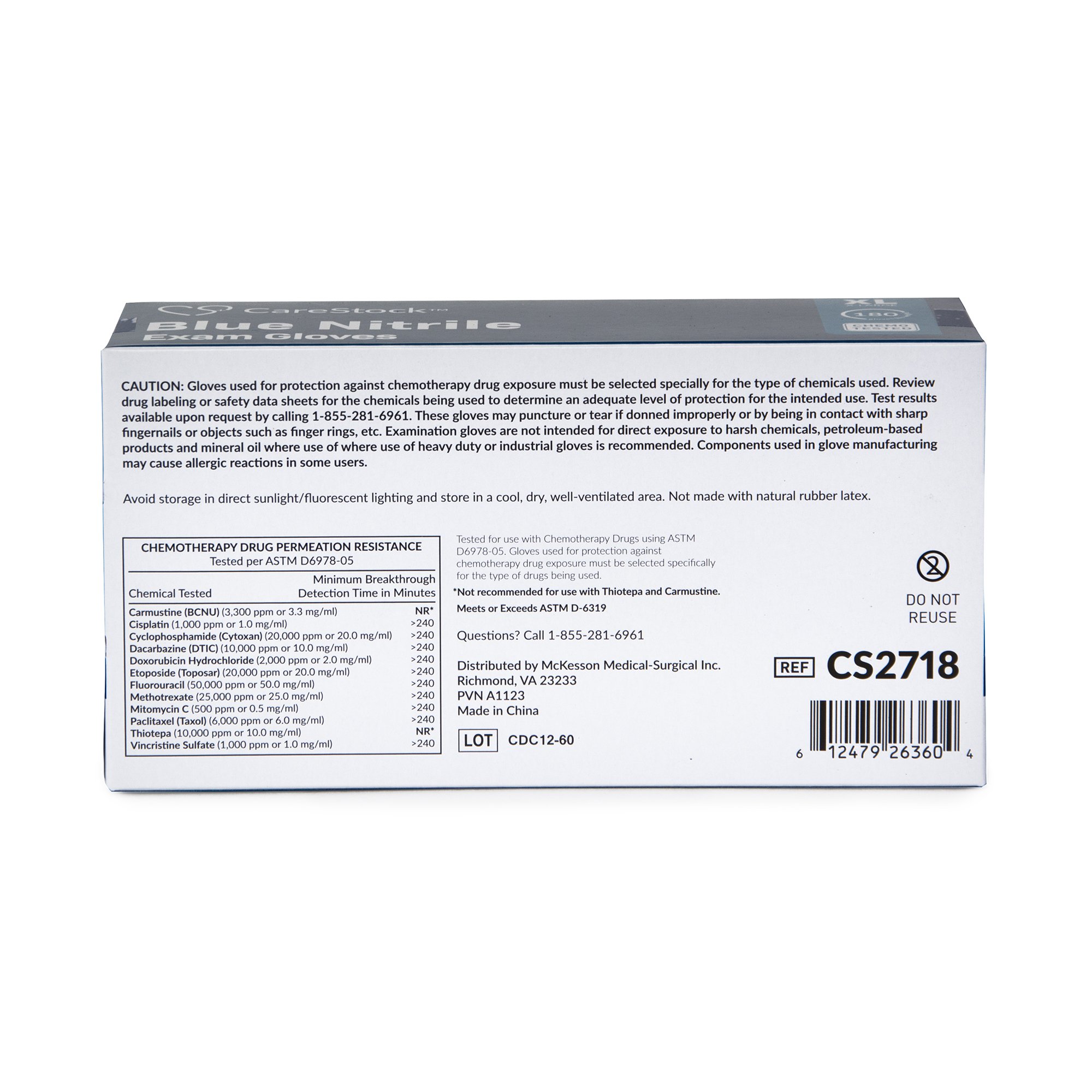 CareStock CS2718 - CareStock™ Nitrile Exam Glove, Extra Large, Blue - 180/Box, 1800/Case
