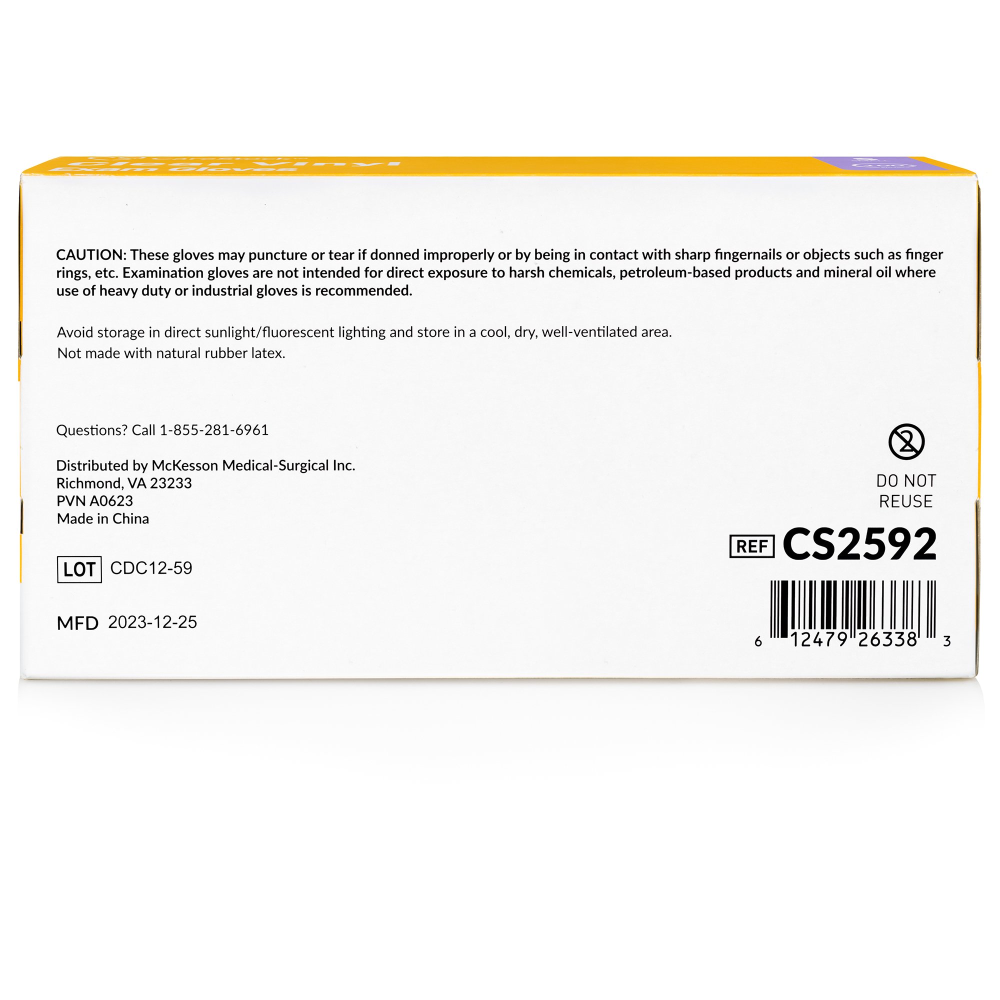 CareStock CS2592 - CareStock™ Vinyl Exam Glove, Small, Ivory - 100/Box, 1000/Case