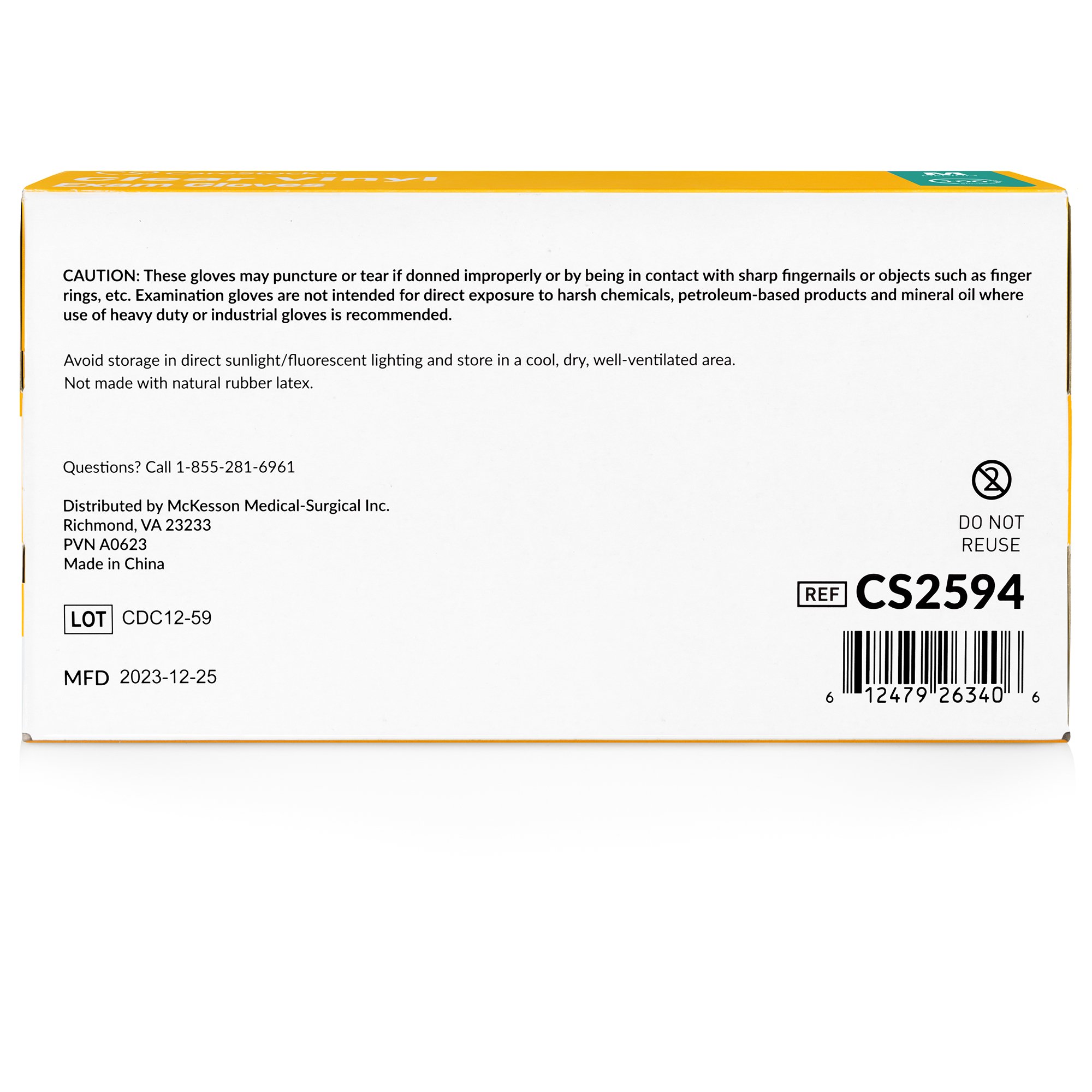CareStock CS2594 - CareStock™ Vinyl Exam Glove, Medium, Ivory - 100/Box, 1000/Case
