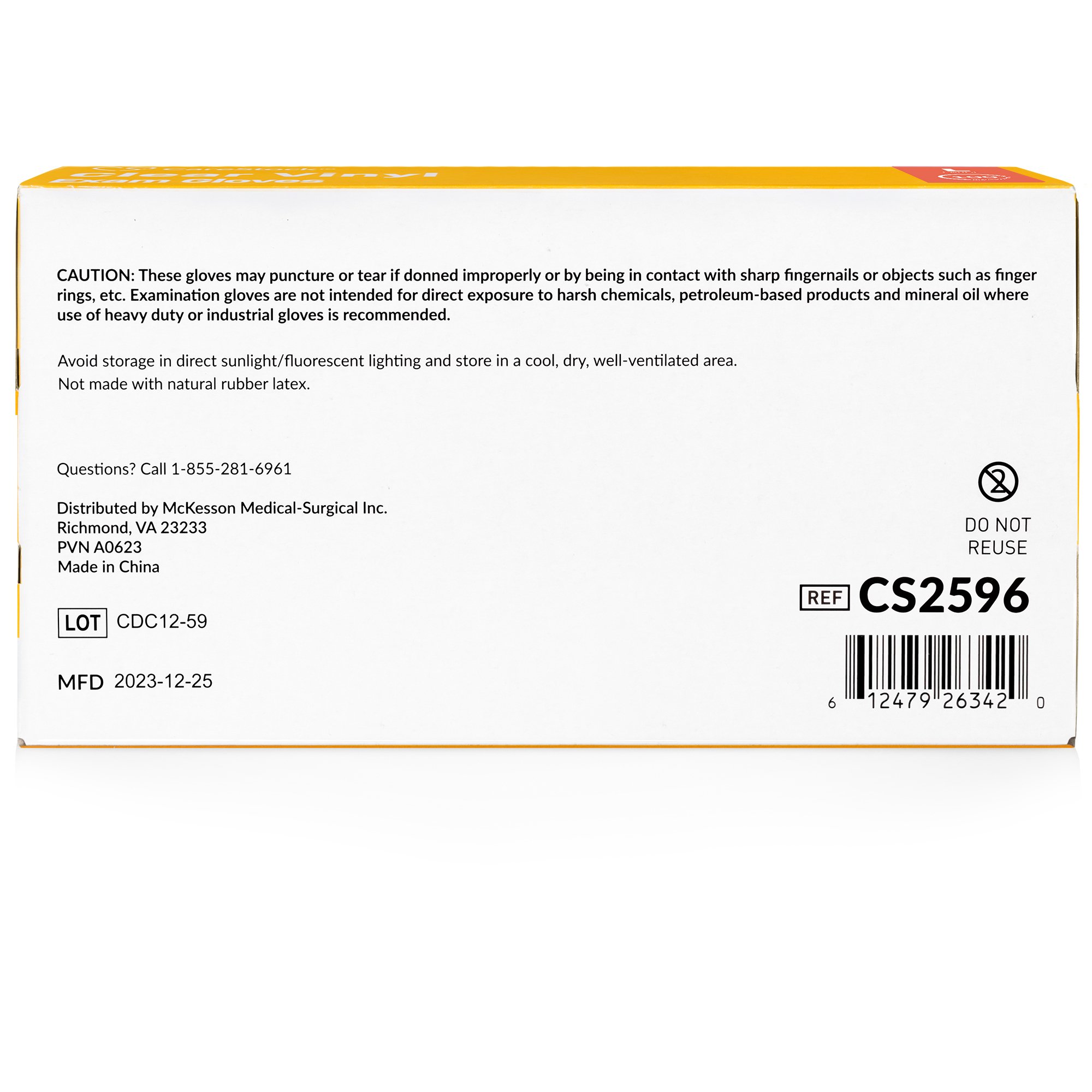 CareStock CS2596 - CareStock™ Vinyl Exam Glove, Large, Ivory - 100/Box, 1000/Case
