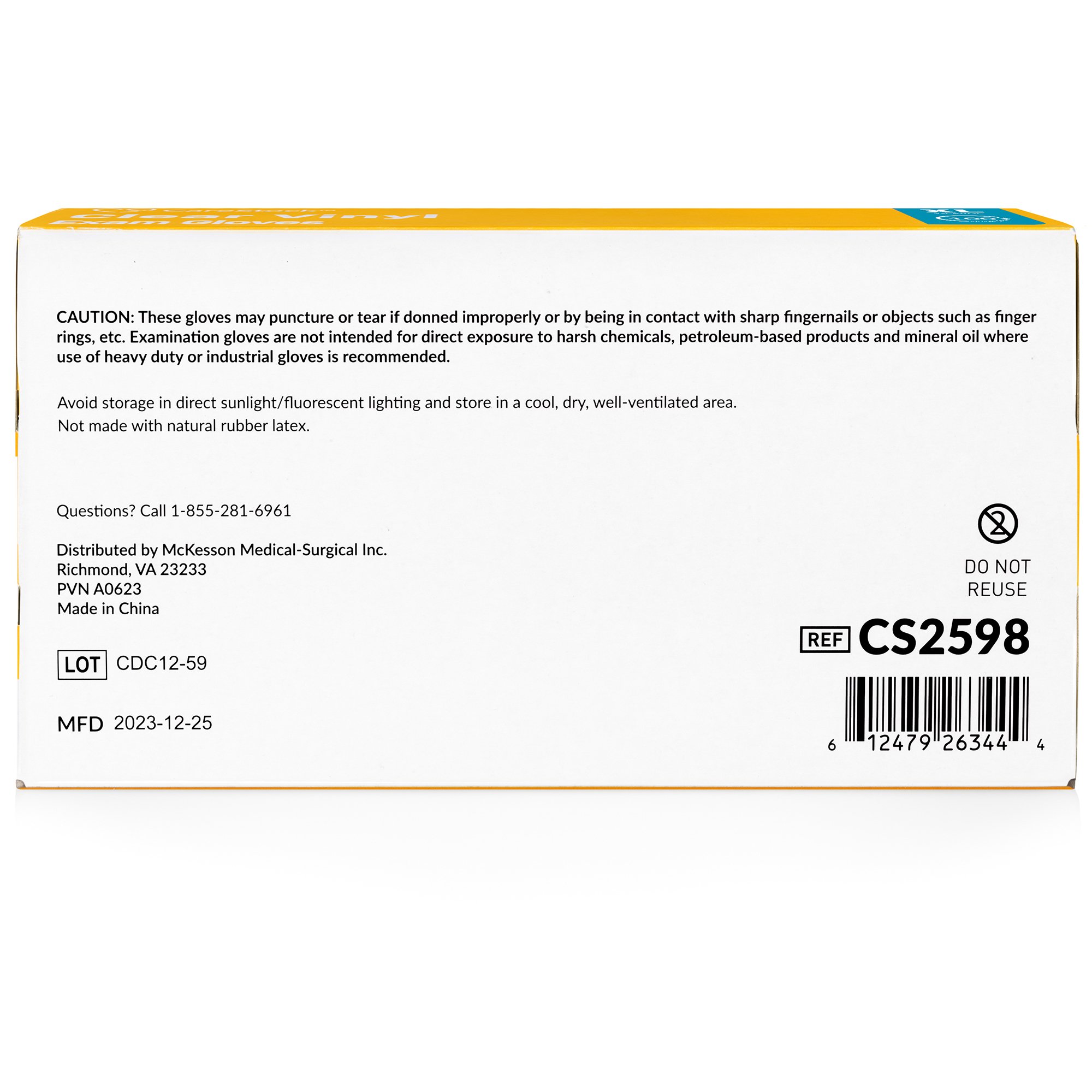 CareStock CS2598 - CareStock™ Vinyl Exam Glove, Extra Large, Ivory - 100/Box, 1000/Case