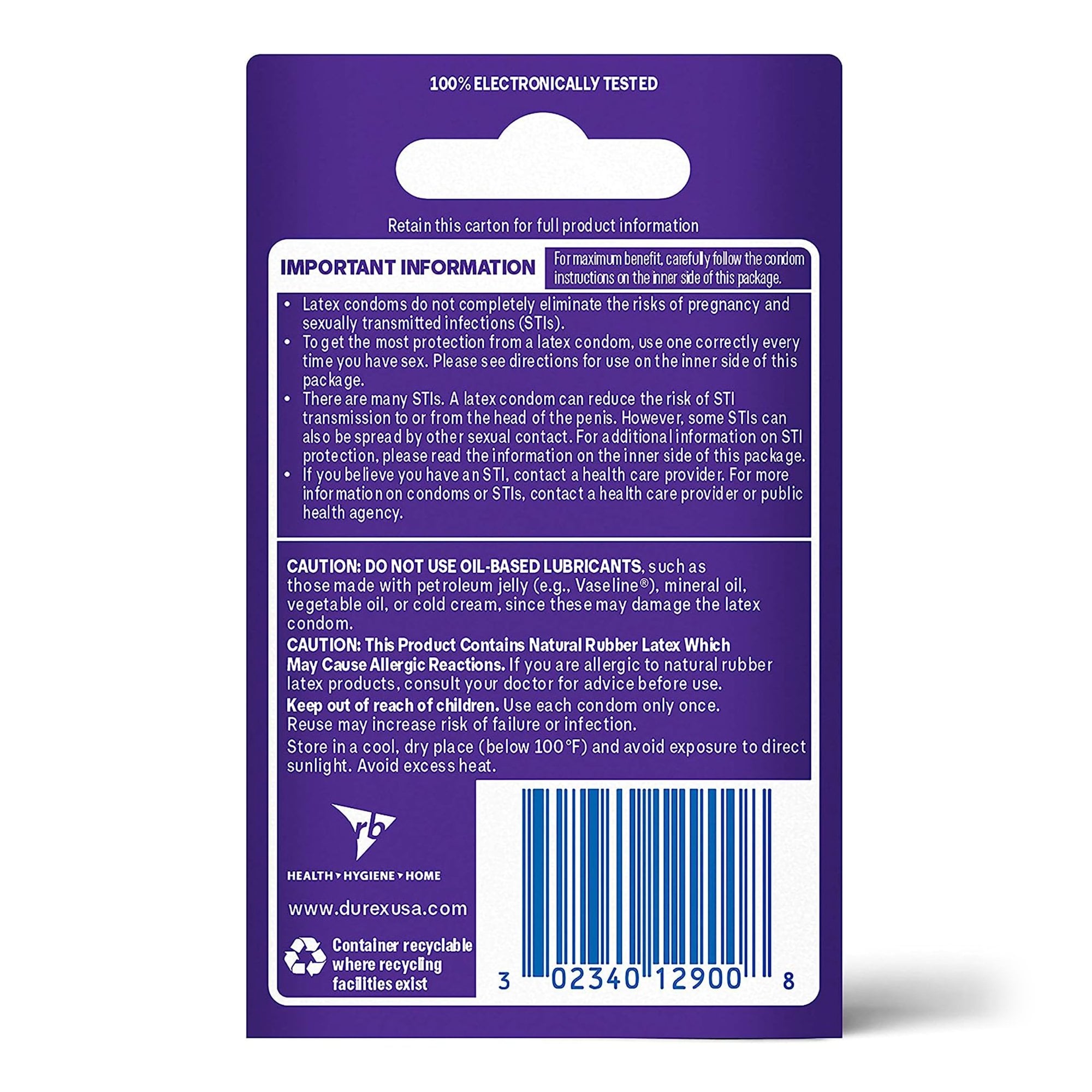 RB Health US LLC 00234012900 - Durex Extra Sensitive Ultra Thin Lubricated Latex Condoms - 3/Box