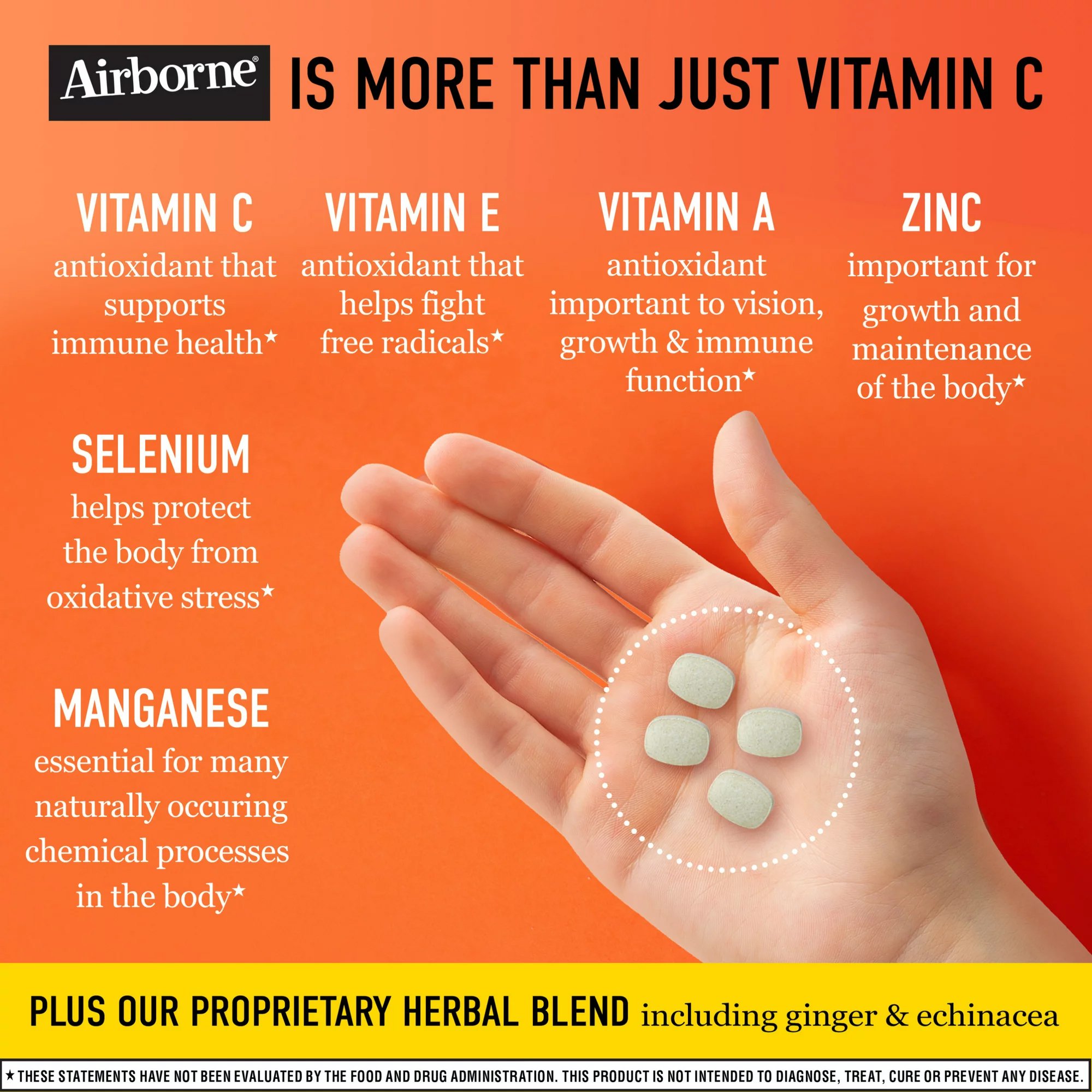 RB Health US LLC 64786520334 - Airborne® Original Immune Support Supplement Chewable Tablets Citrus - 1/Bottle