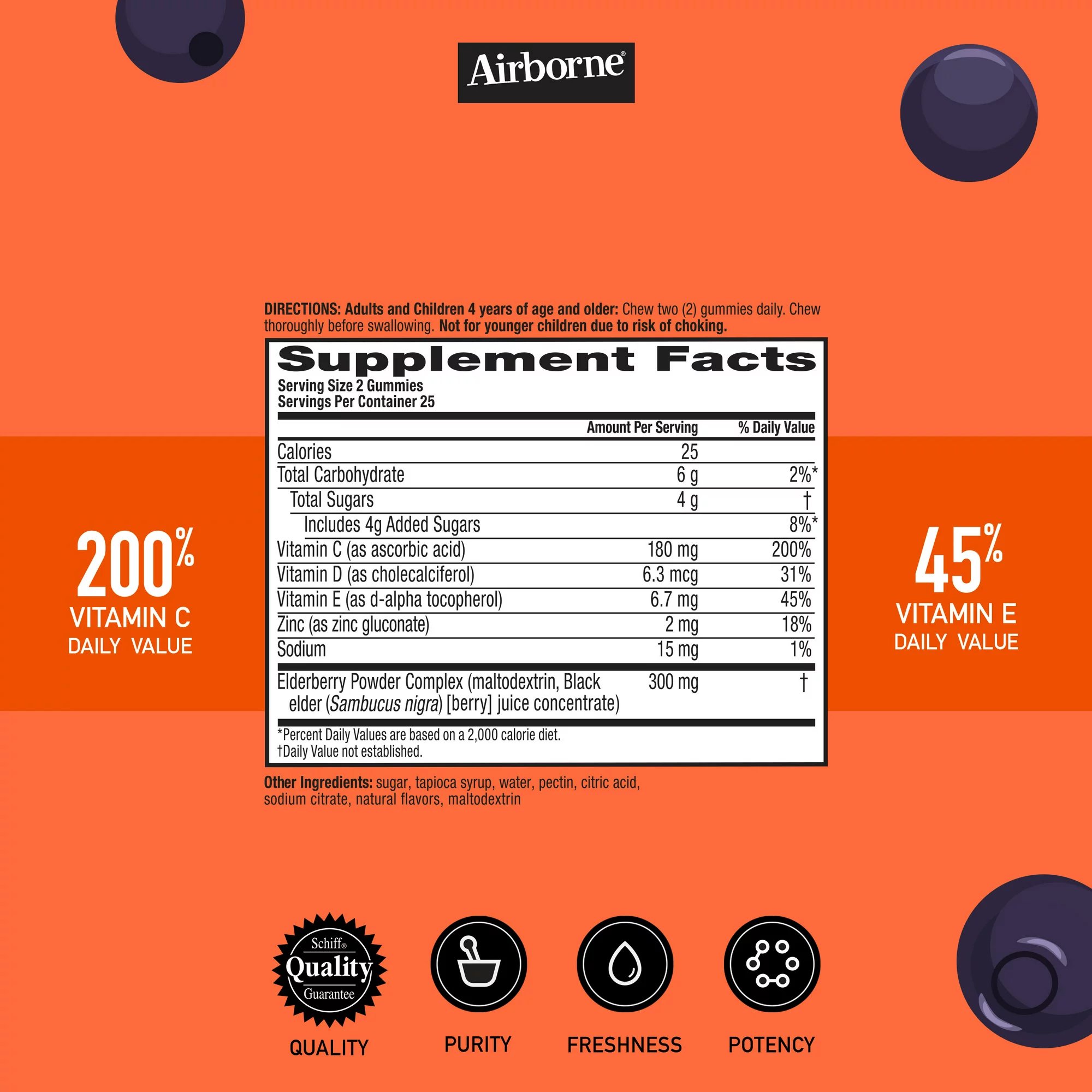 RB Health US LLC 64786590403 - Airborne® Immune Support Supplement Gummies Elderberry - 1/Bottle