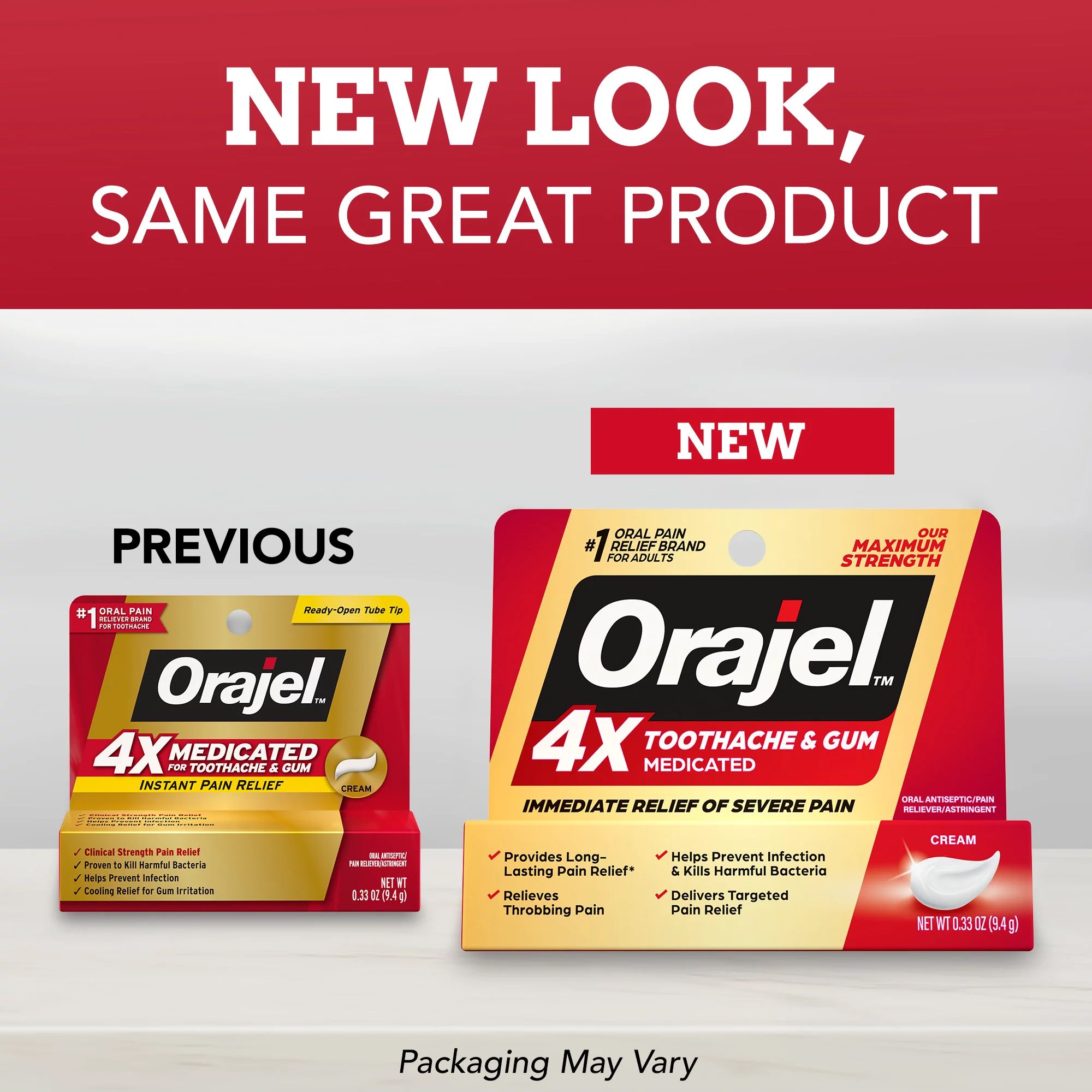 Church and Dwight 10310068233 - Orajel™ 4X Medicated Cream for Toothache & Gum, Maximum Strength for Severe Pain - 1/Each