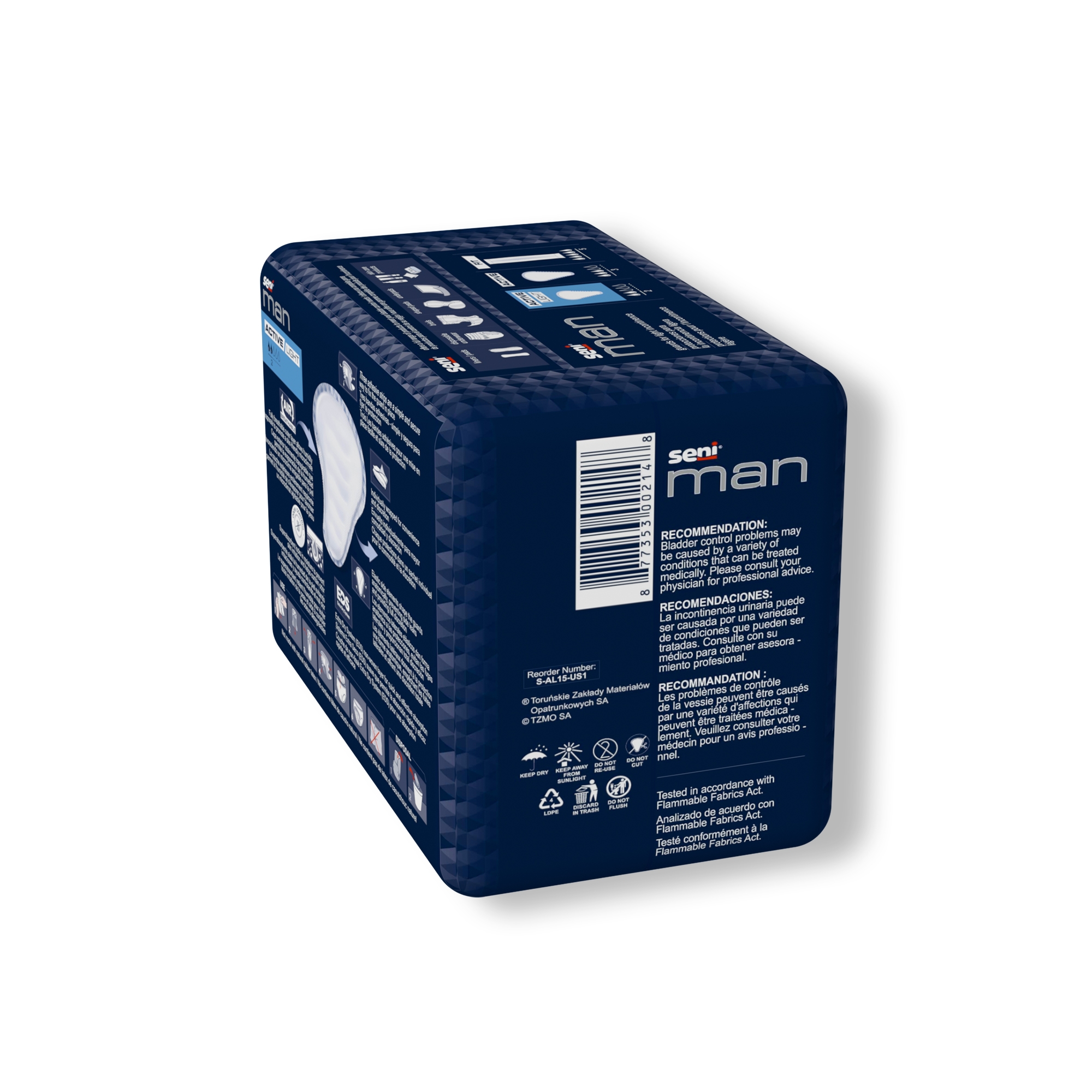 TZMO USA Inc S-AL15-US1 - Seni® Man Active Light Bladder Control Guards - 15/Pack, 90/Case