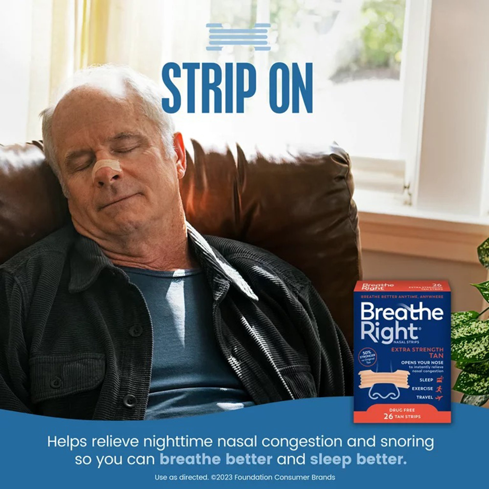 Foundation Consumer Healthcare LLC 81007180002 - Breathe Right Nasal Strips, Extra Strength - 26/Box