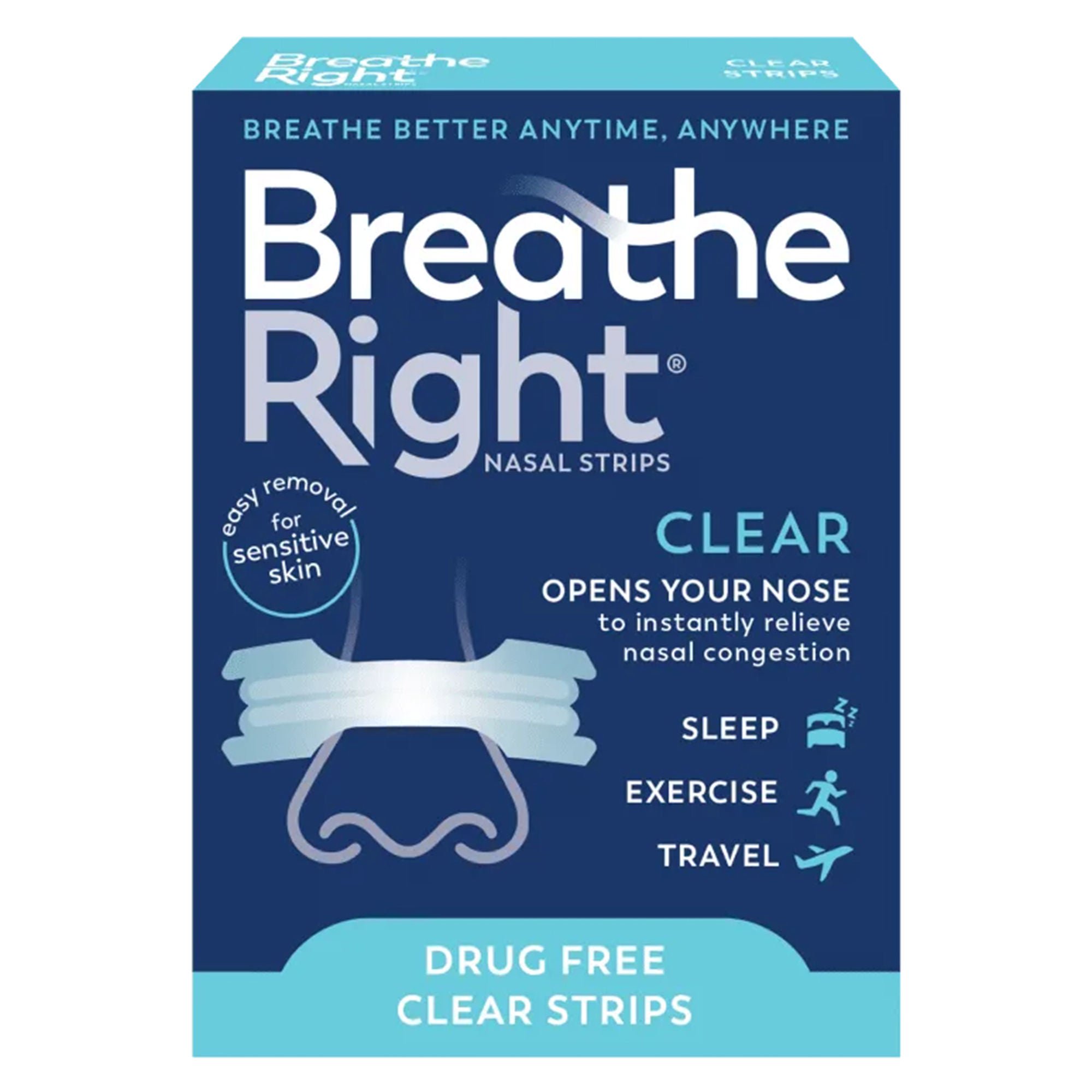 Foundation Consumer Healthcare LLC - 81007180005 Breathe Right Nasal Strips Clear for Sensitive Skin