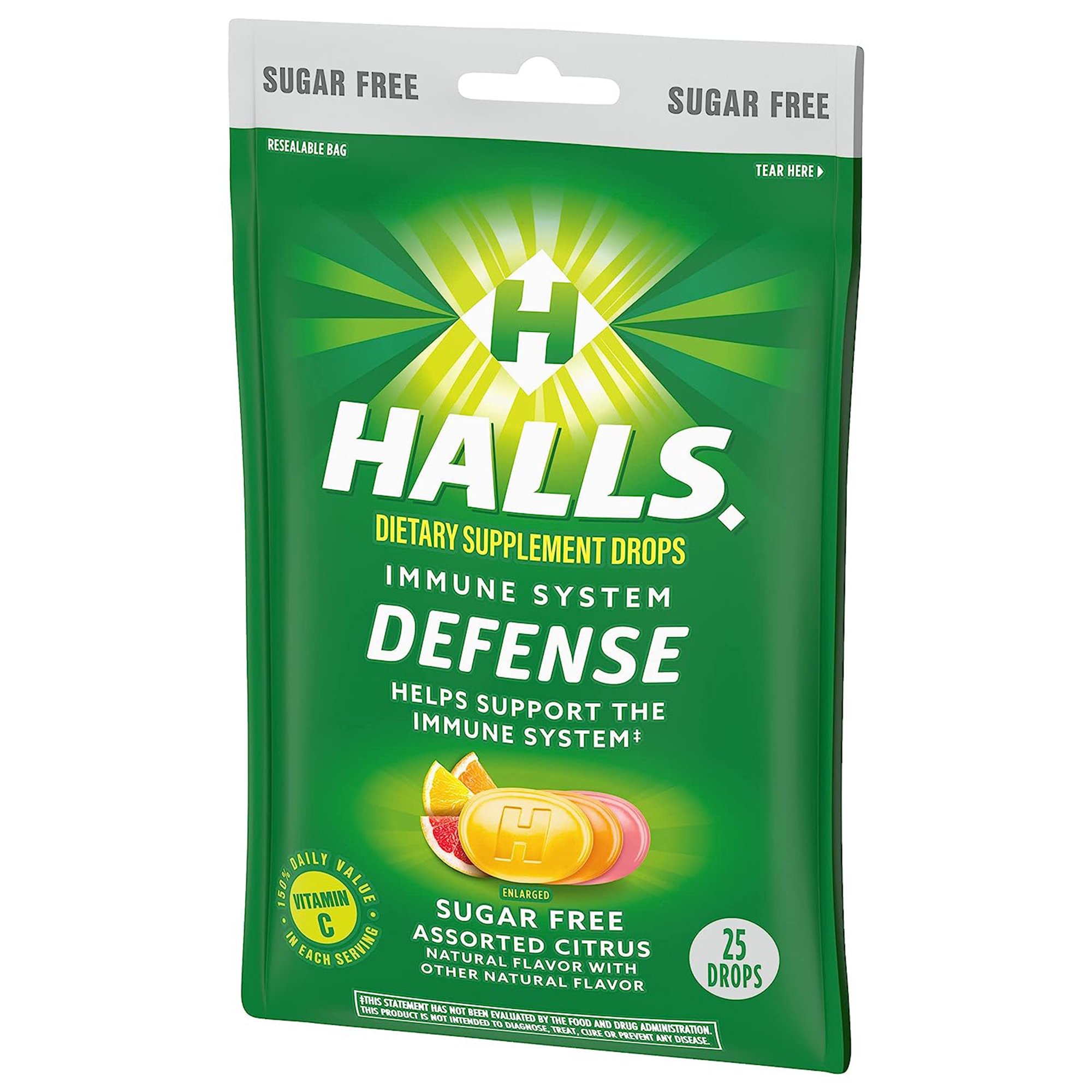 Dot Foods - Mondelez 31254663261 - Halls Defense Dietary Supplement Drops Sugar Free Assorted Citrus - 1/Bag