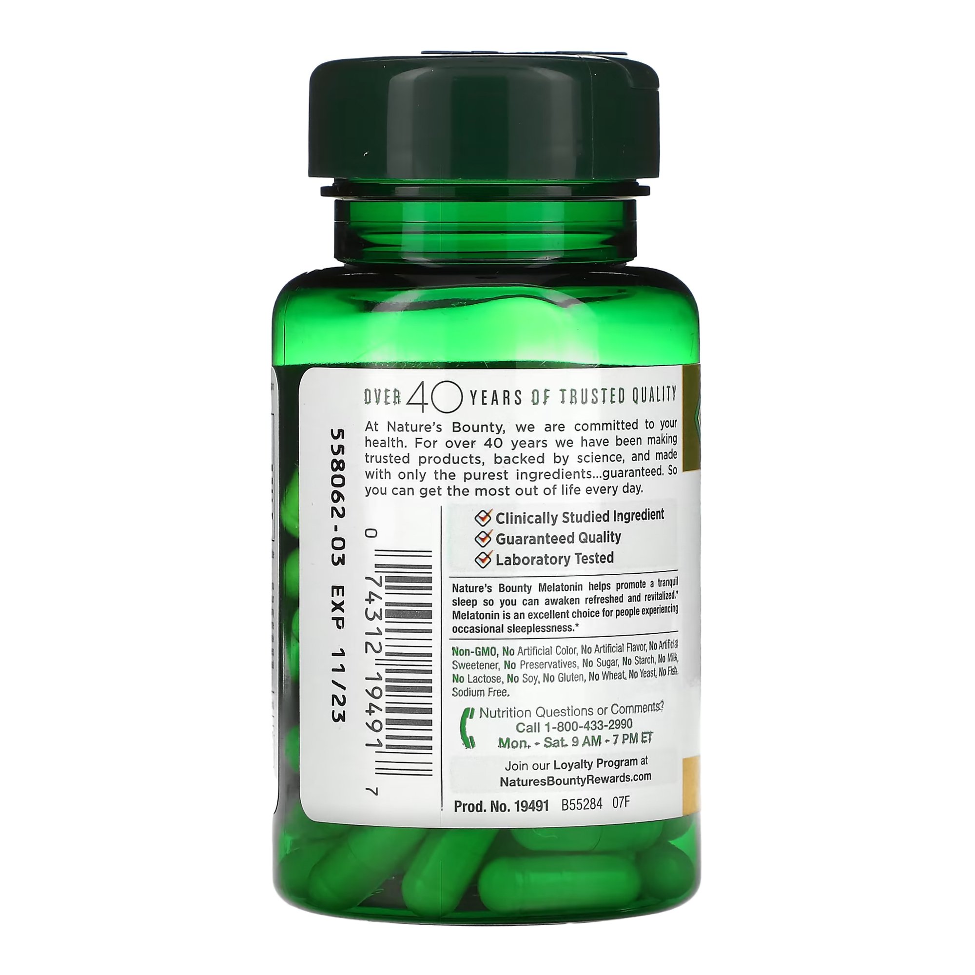 US Nutrition 07431219491 - Nature's Bounty® Melatonin 10 mg Capsules - 1/Bottle