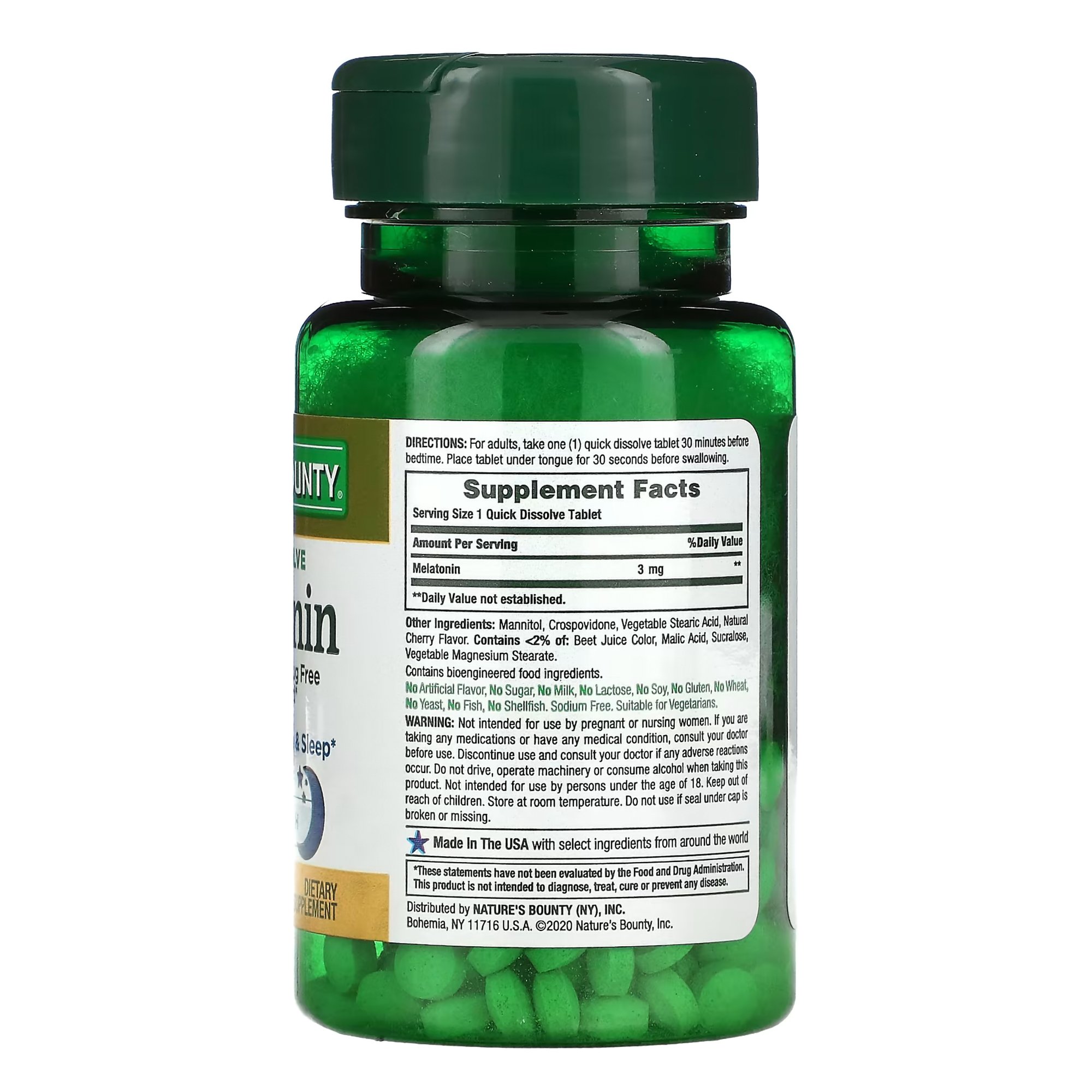 US Nutrition 50428419642 - Nature's Bounty® Melatonin 3 mg Capsules - 1/Bottle