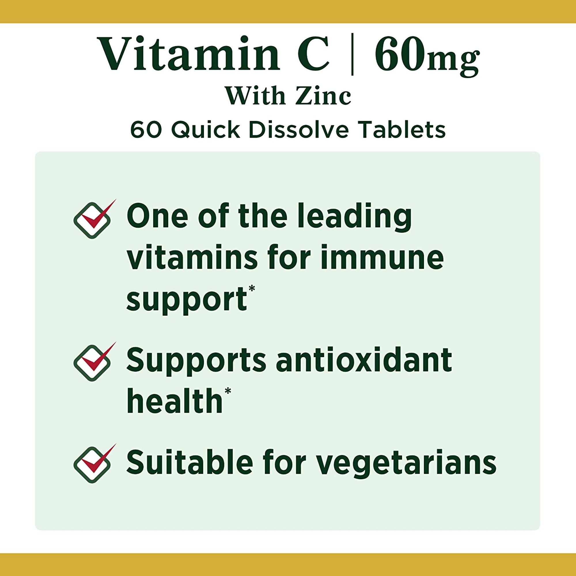 US Nutrition 74312553936 - Nature's Bounty® Quick Dissolve Vitamin C plus Zinc - 1/Bottle