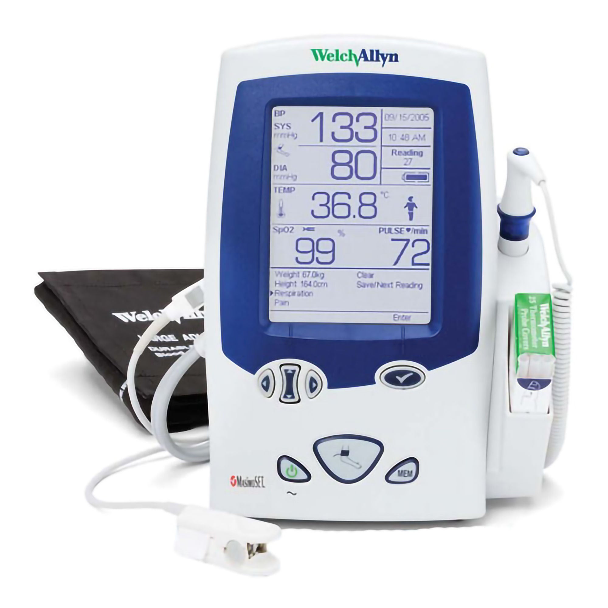 Soma Technology - VSM-0109C Refurbished Patient Monitor Welch Allyn® Spot Check NIBP, SpO2, SureTemp Battery Operated
