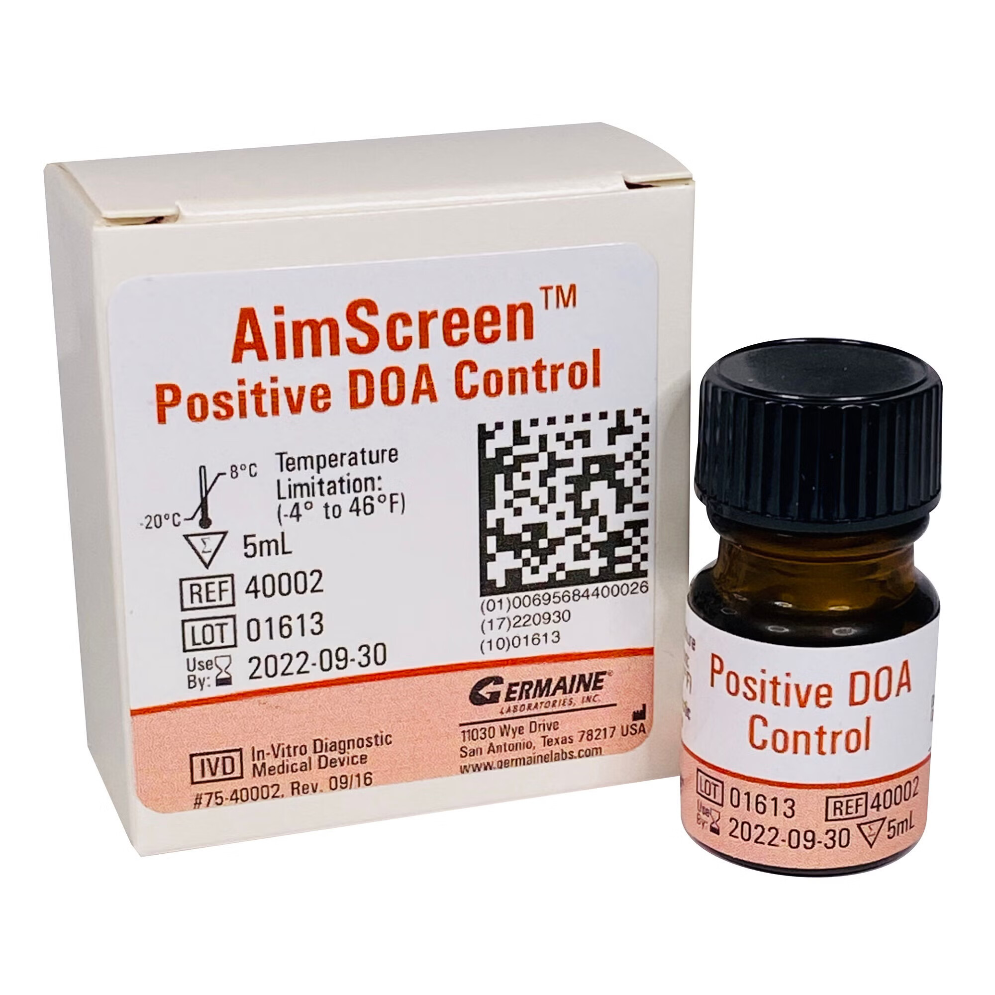 Germaine Laboratories Inc - 40002 Drugs of Abuse Control AimScreen™ AMP, BAR, BUP, BZO, COC, MDMA, mAMP/MET, MOP, MTD, OPI, OXY, PCP, PPX, TCA, THC Positive Level 1 X 5 mL