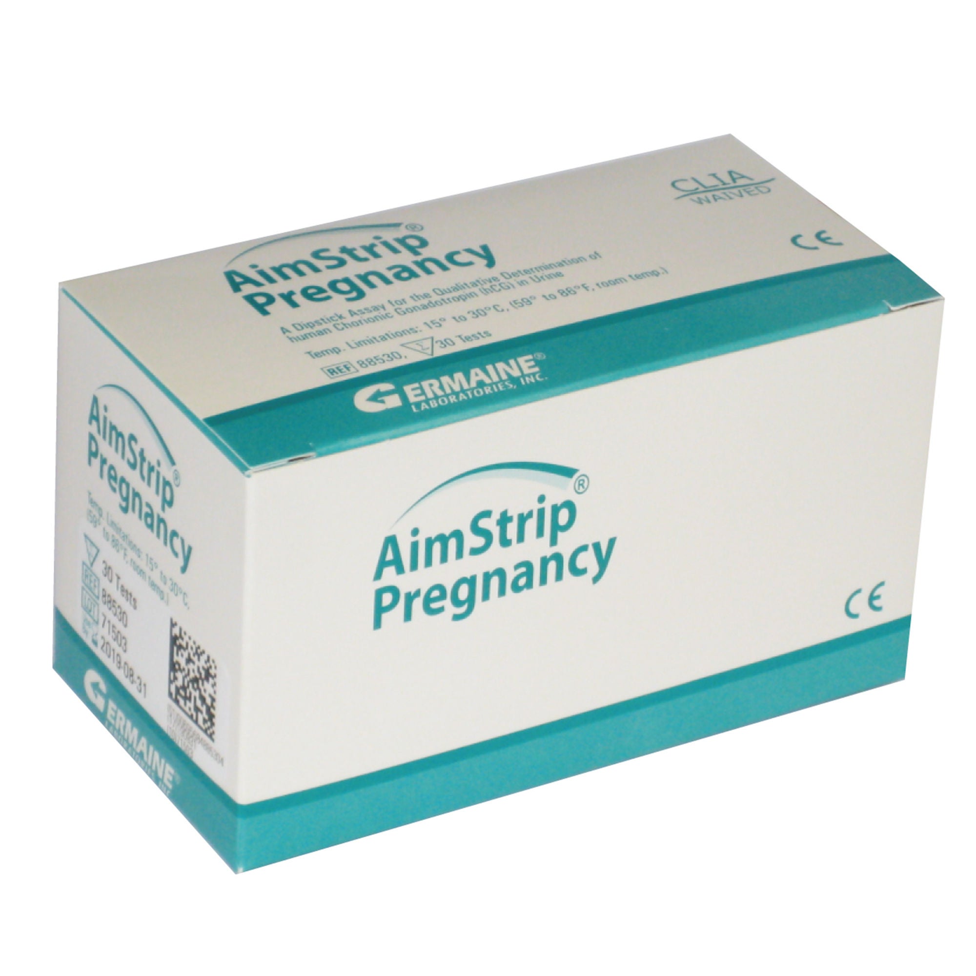 Germaine Laboratories Inc - 88530 Reproductive Health Test Kit AimStrip® hCG Pregnancy Test 30 Tests CLIA Waived