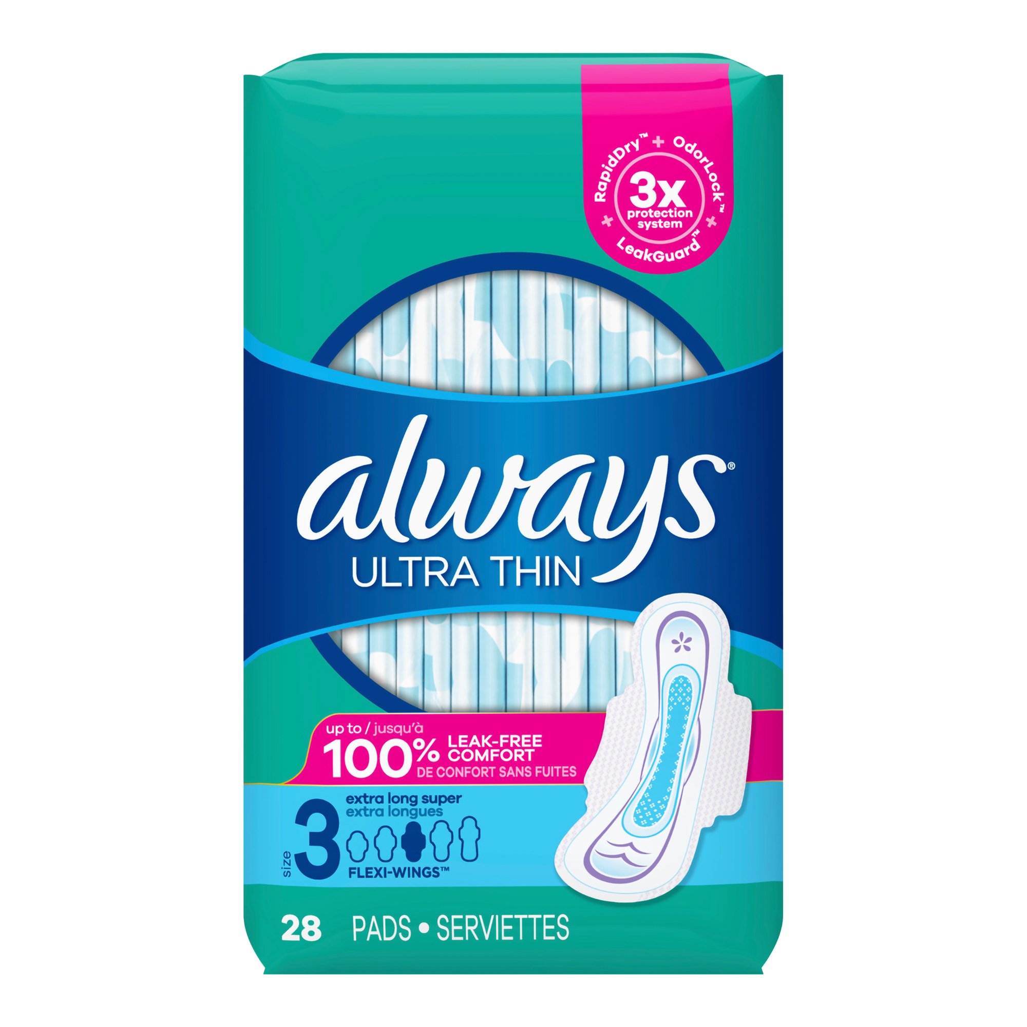 Procter & Gamble 03700089907 - Always® Ultra Thin Extra Long Super Pads, Size 3 - 28/Pack