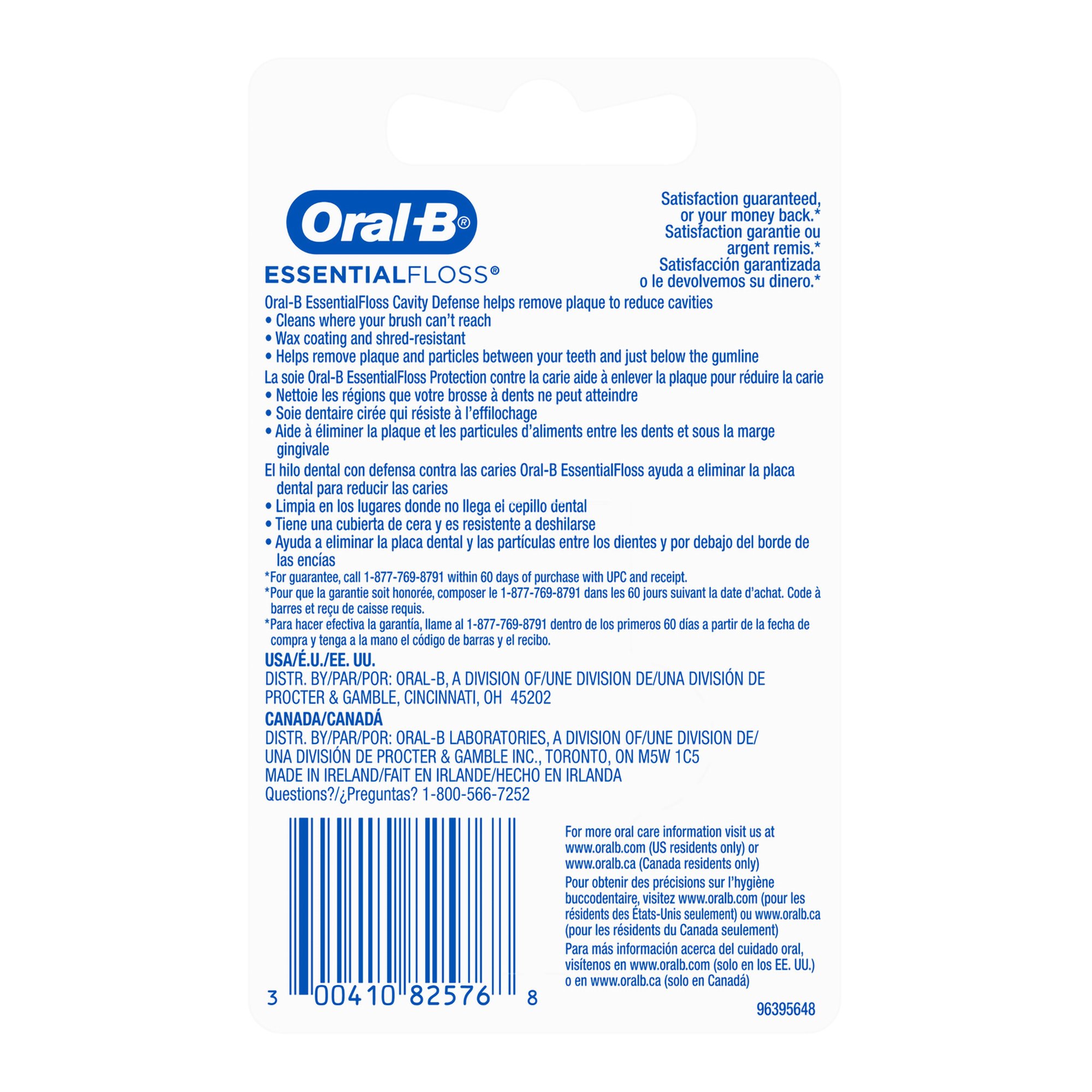 Procter & Gamble 00041082576 - Oral-B Essential Floss Cavity Defense Dental Floss, 54 Yards - 1/Each