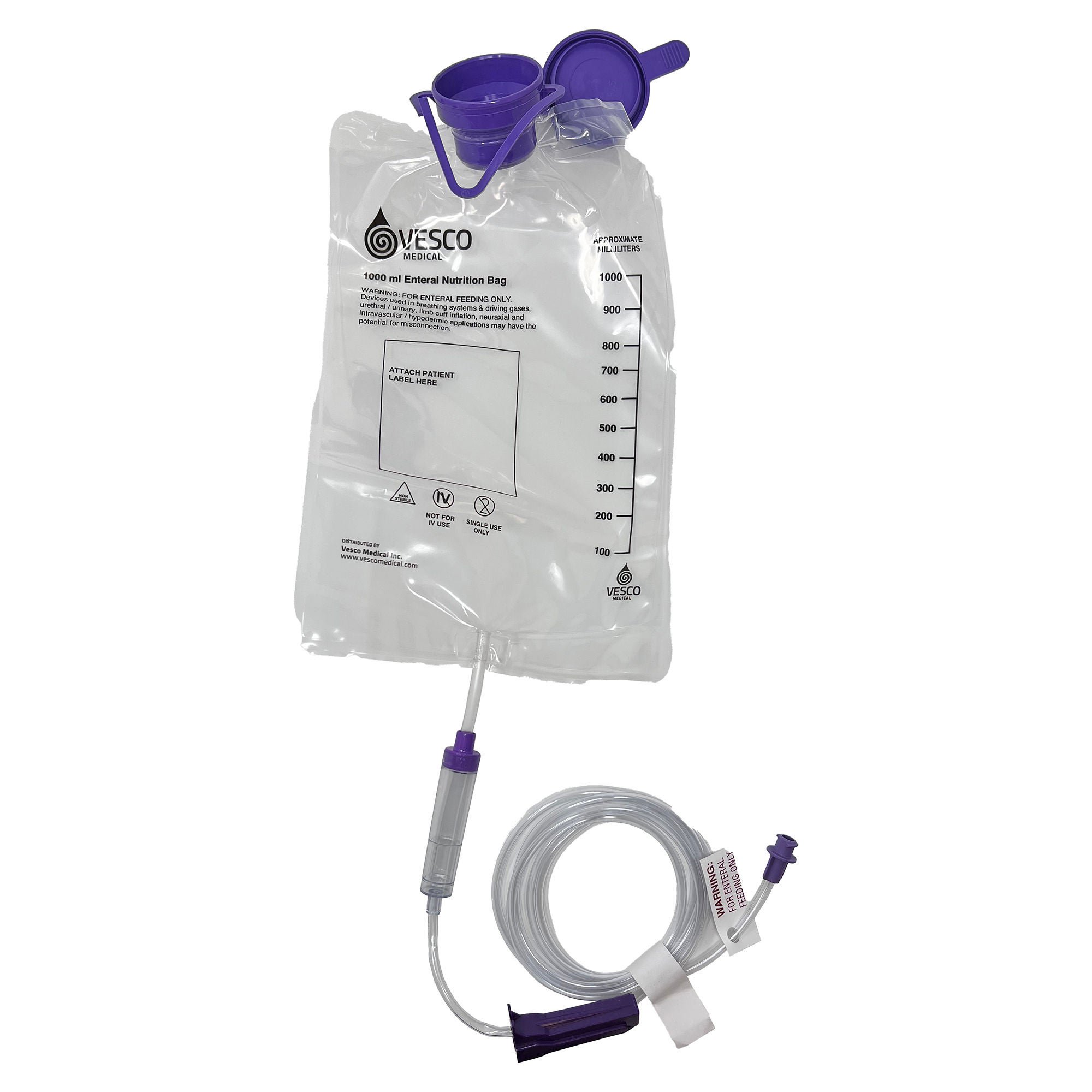 Vesco Medical - VED-034 Gravity Feeding Bag Set with ENFit™ Connector 1000 mL Layered Laminate