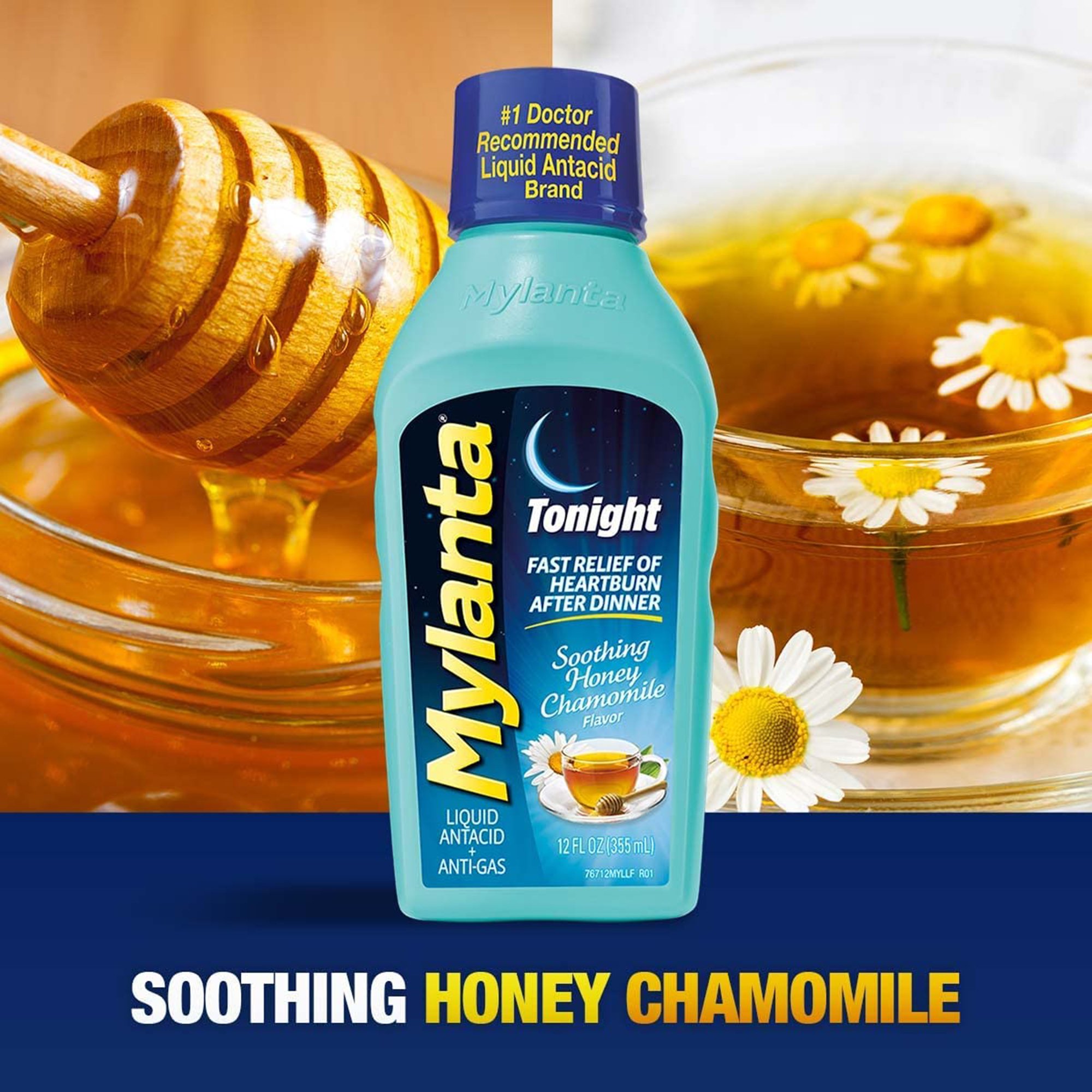 Infirst Healthcare Inc 62372051012 - Mylanta Tonight Liquid Soothing Honey Chamomile Flavor, 12-ounce bottle - 1/Each