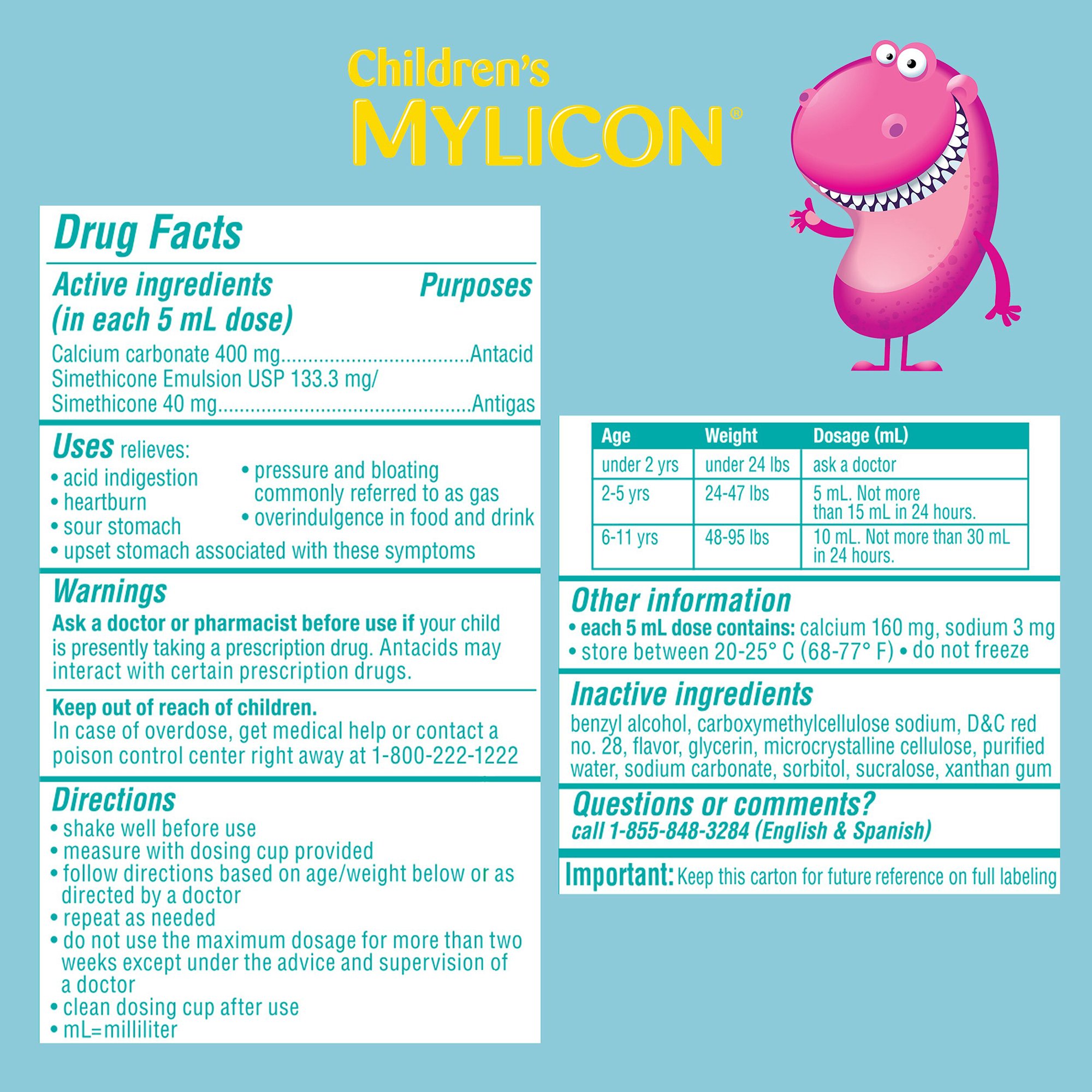 Infirst Healthcare Inc 62372041004 - Mylicon Children's All-in-One Tummy Relief For Kids Bubble Gum Flavor - 1/Each