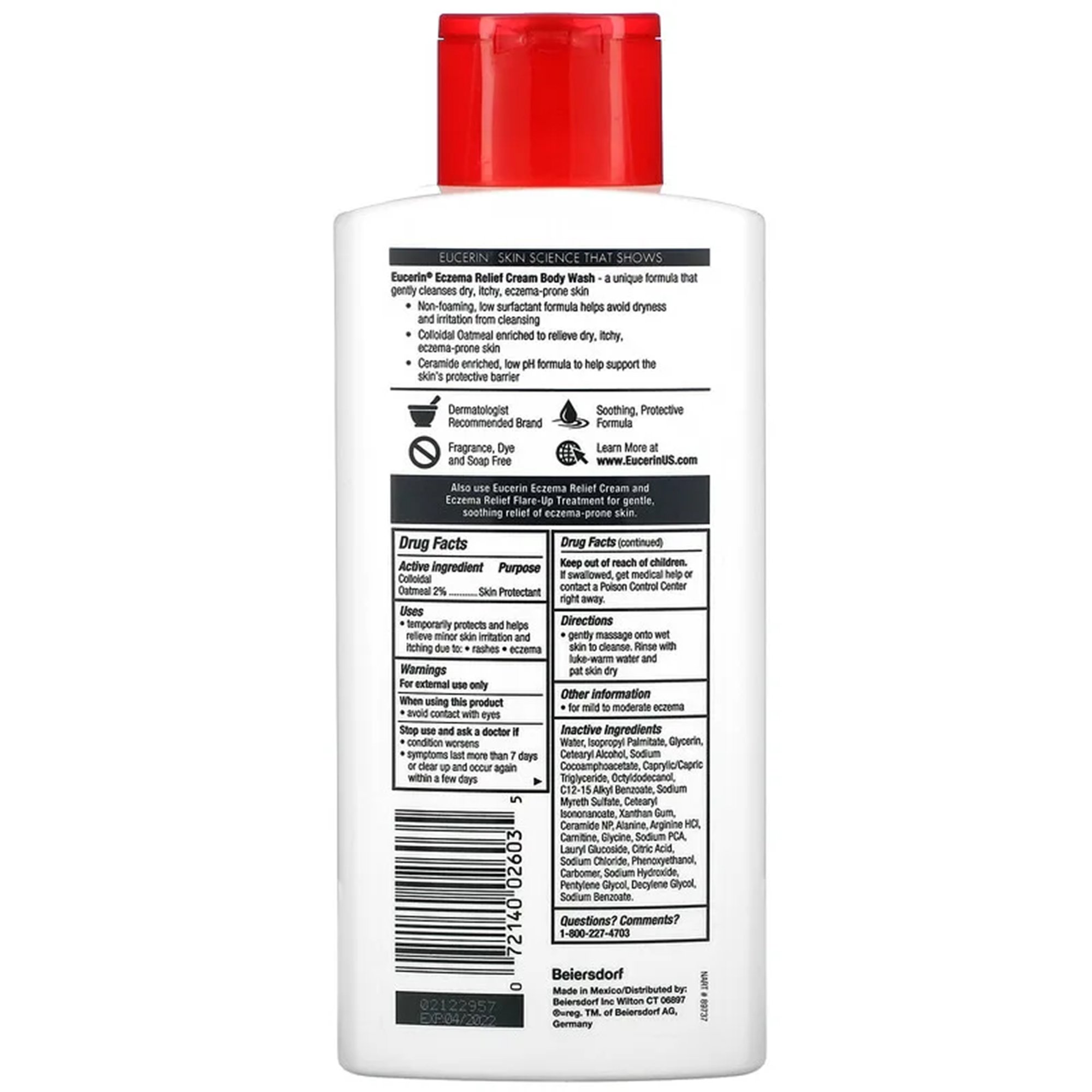 Beiersdorf 07214002603 - Eucerin® Eczema Relief Cream and Body Wash, 13.5 oz. - 1/Each