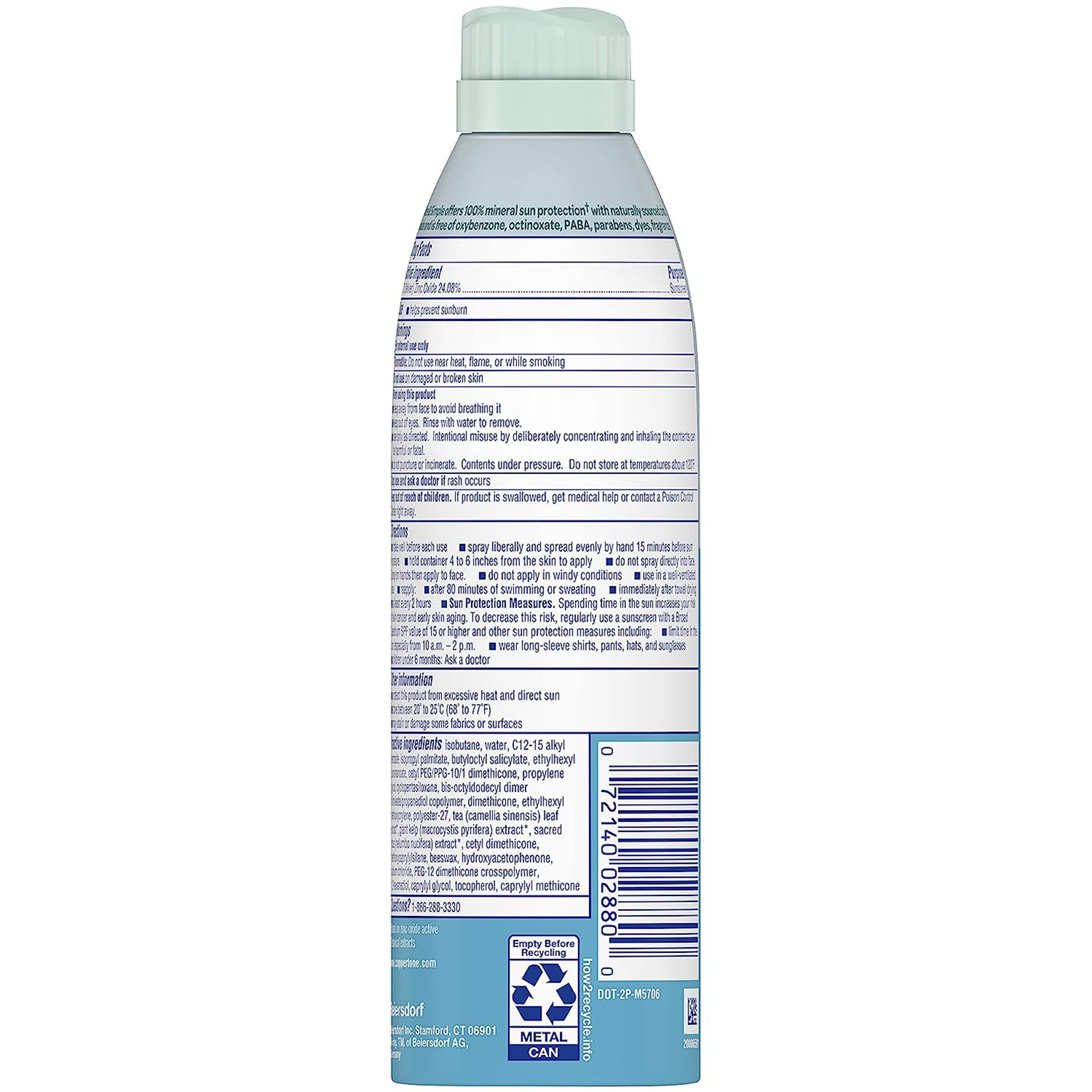 Beiersdorf 07214002883 - Coppertone® Pure and Simple SPF 50 Mineral Sunscreen Spray, 5 oz. - 1/Each