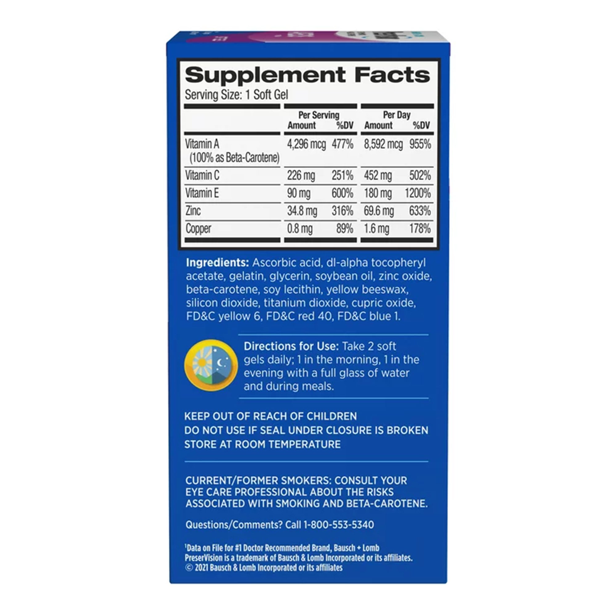 Bausch & Lomb Americas Inc 32420853230 - Bausch + Lomb PreserVision AREDS Soft Gels - 1/Bottle