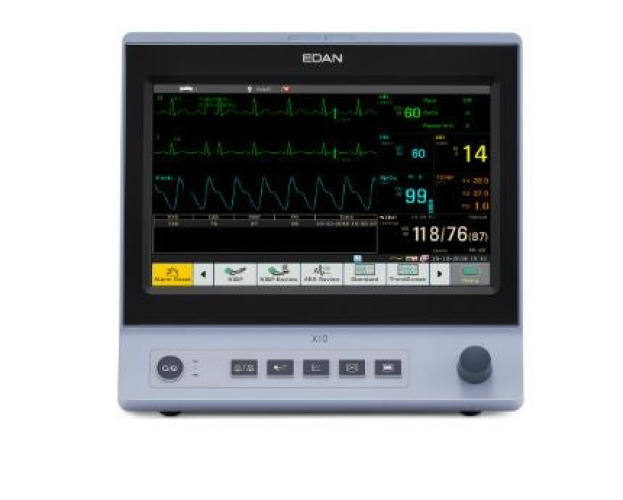 EdanUSA & MDPro - X10 Patient Monitor Edan®X10 Series Monitoring 3/5 lead ECG, EDAN NIBP, EDAN Spo2, 2-Temp, RESP, PR and HR AC Power / Battery Operated