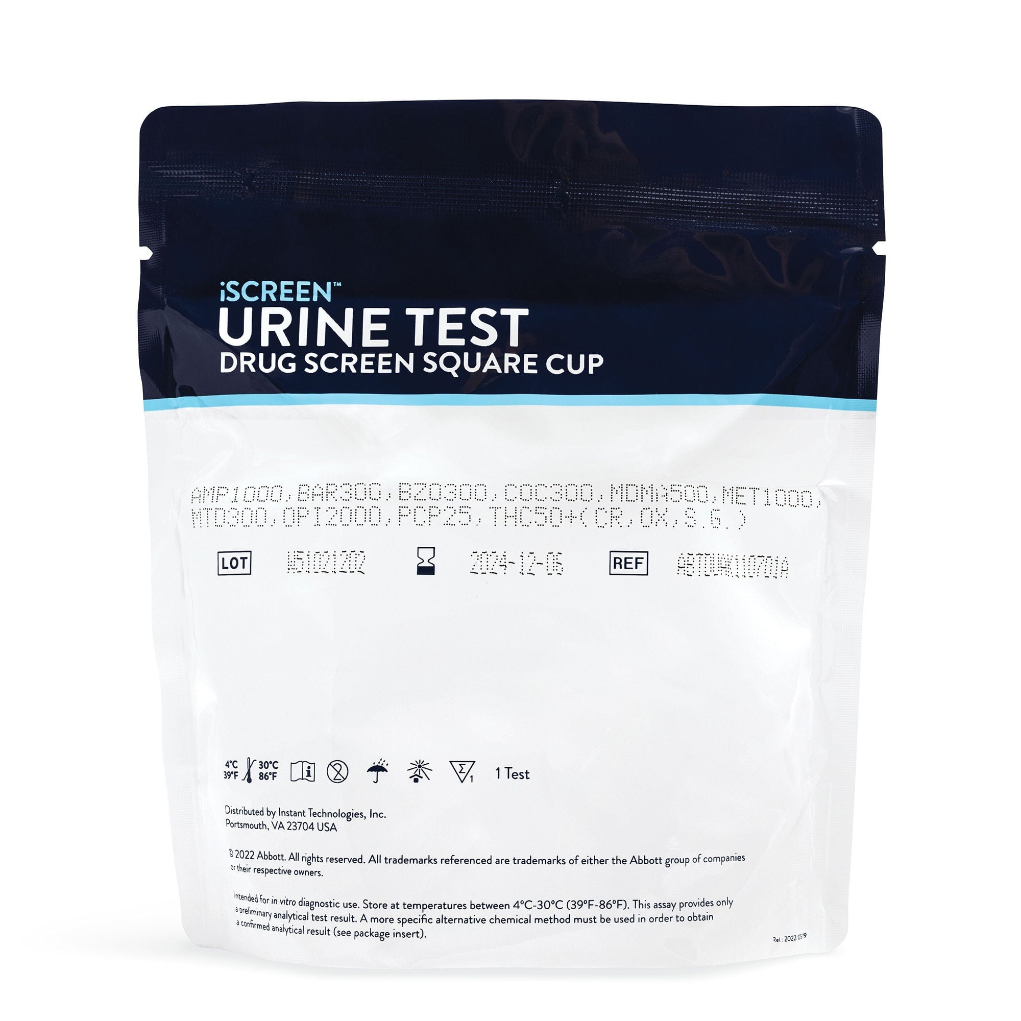 Abbott Rapid Dx North America LLC - ABTDUAW16701A Drugs of Abuse Test Kit iScreen® DX AMP, BZO, COC, MOP(OPI300), OXY, THC, (CR, SG, OX) 25 Tests CLIA Waived