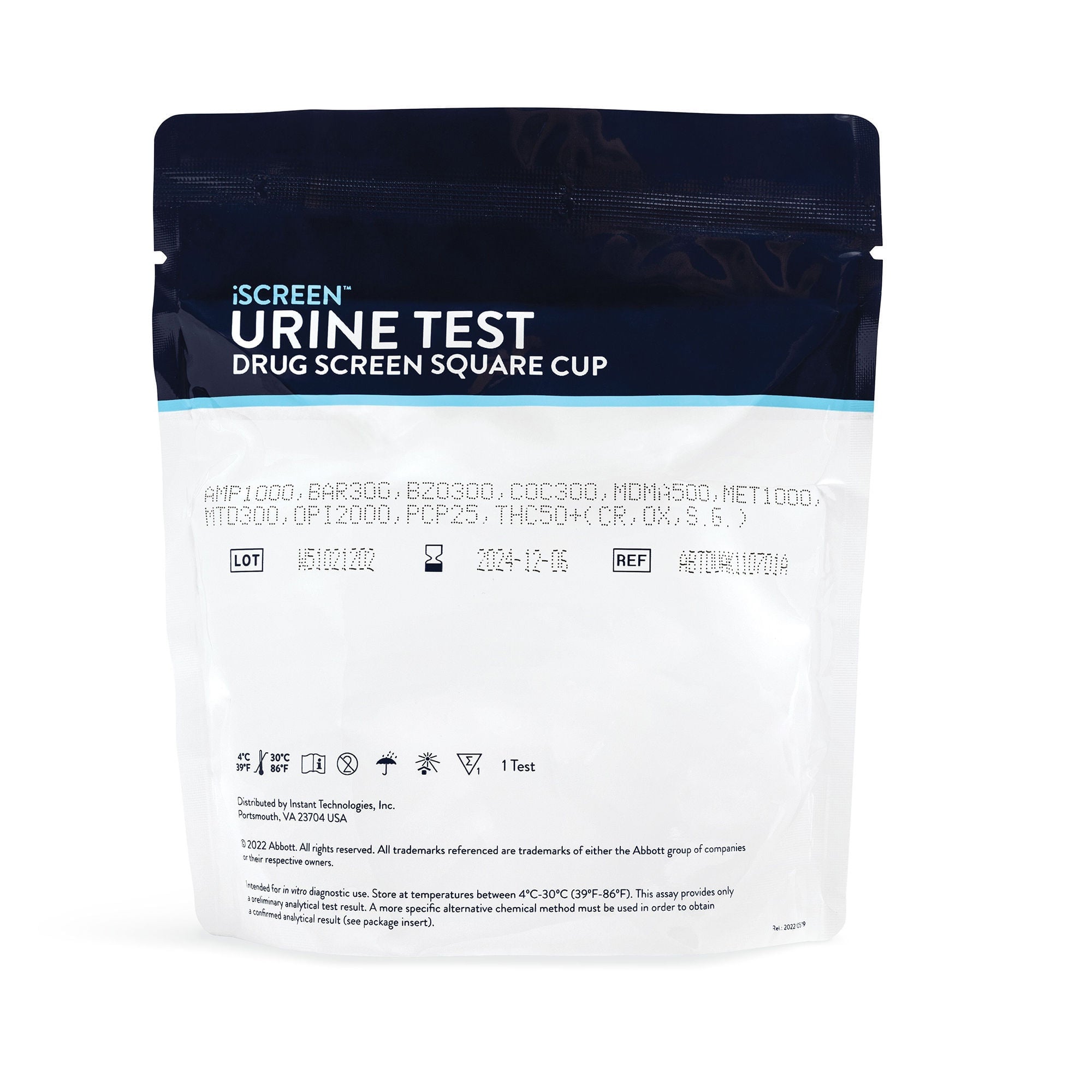 Abbott Rapid Dx North America LLC - ABTDUAW17701A Drugs of Abuse Test Kit iScreen® DX AMP, BUP, BZO, COC, MOP(OPI300), OXY, THC, (CR, SG, OX) 25 Tests CLIA Waived