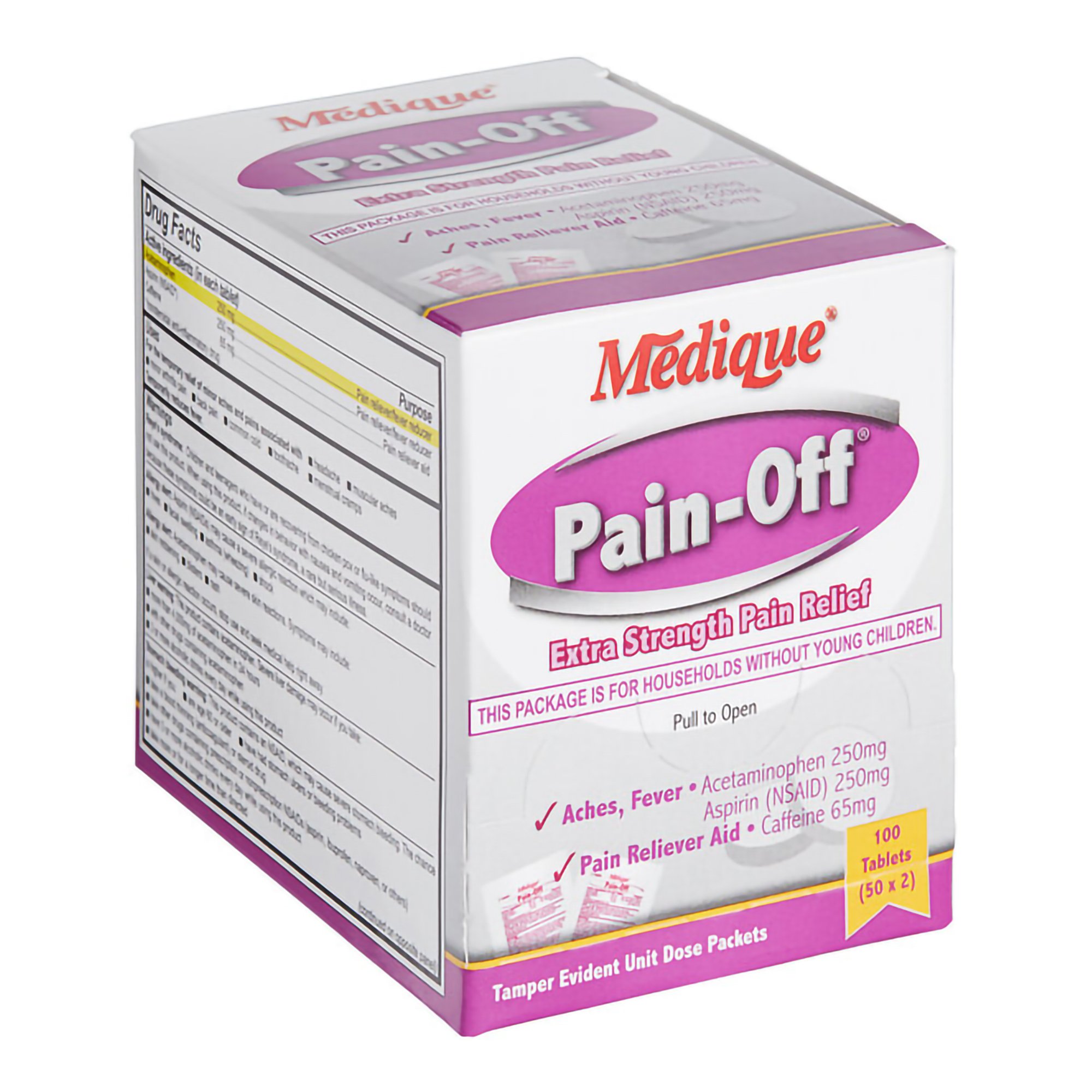 Medique Products 22833 - Pain-Off® Acetaminophen / Aspirin / Caffeine Pain Relief - 50/Box, 600/Case