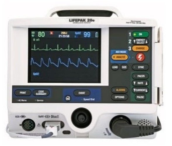 Ganim Medical - LP20E3BAPR1 Reconditioned Defibrillator Unit Automatic / Manual Operation Lifepak® 20E Paddles Contact AC Power / Battery Operated LCD Display