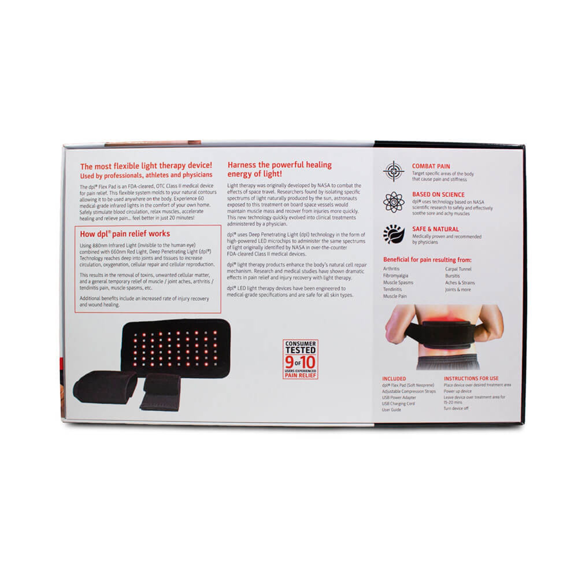 LED Technologies Inc FLEXPAD - dpl® Flex Pad LED Light Therapy Device - 1/Each, 10/Case