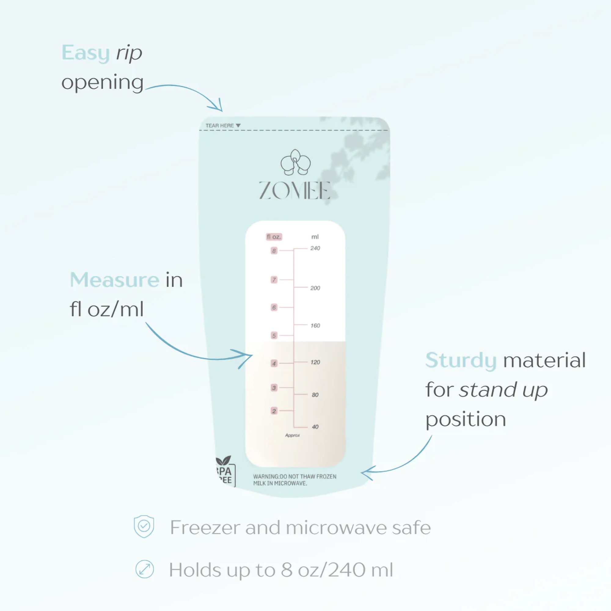 Zomee Breast Milk Storage Bag ZMSB100 by Zev Supplies