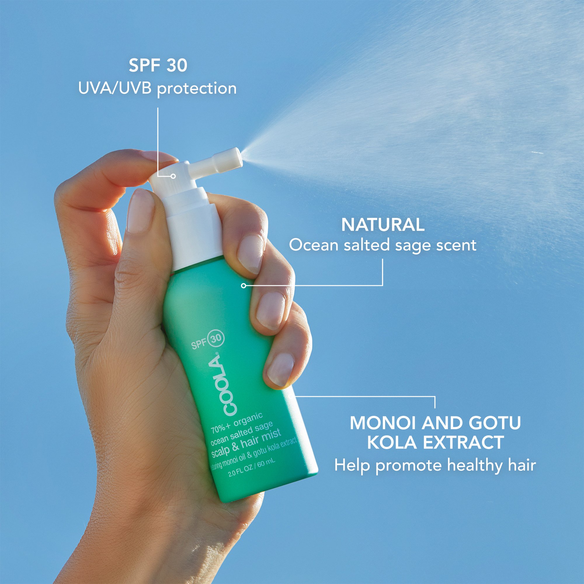 COOLA LLC CL10053 - Coola® Scalp and Hair Mist Sunscreen SPF 30, 2-ounce Pump Bottle - 1/Each, 24/Case