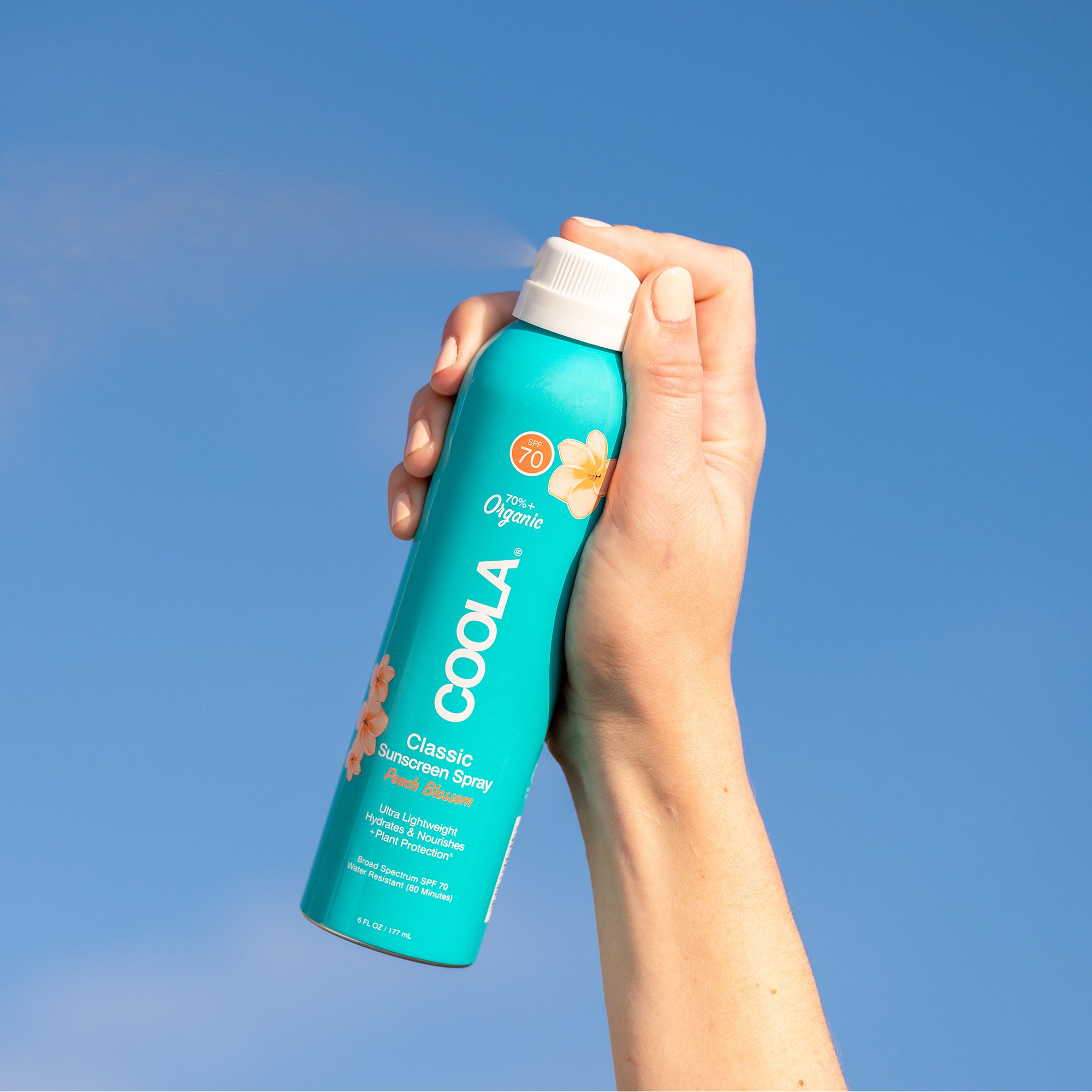 COOLA LLC CL10132 - Coola® Clear Body Sunscreen Spray SPF 70 Peach Blossom Scent, 6-ounce Can - 1/Each, 24/Case