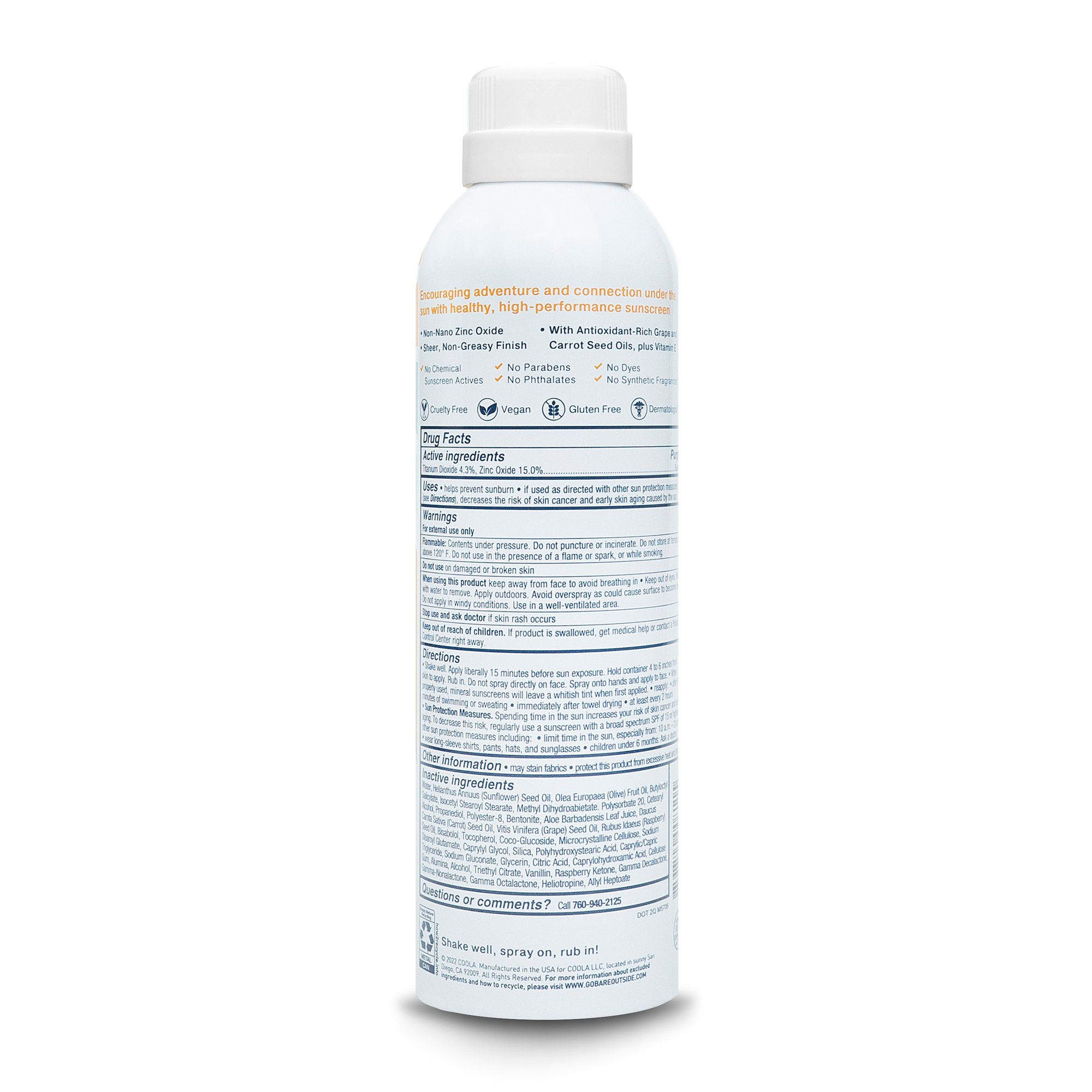 COOLA LLC BR10153 - Bare Republic® Sheer Zinc Oxide Nonaerosol Sunscreen Spray SPF 50 - 1/Each, 12/Case