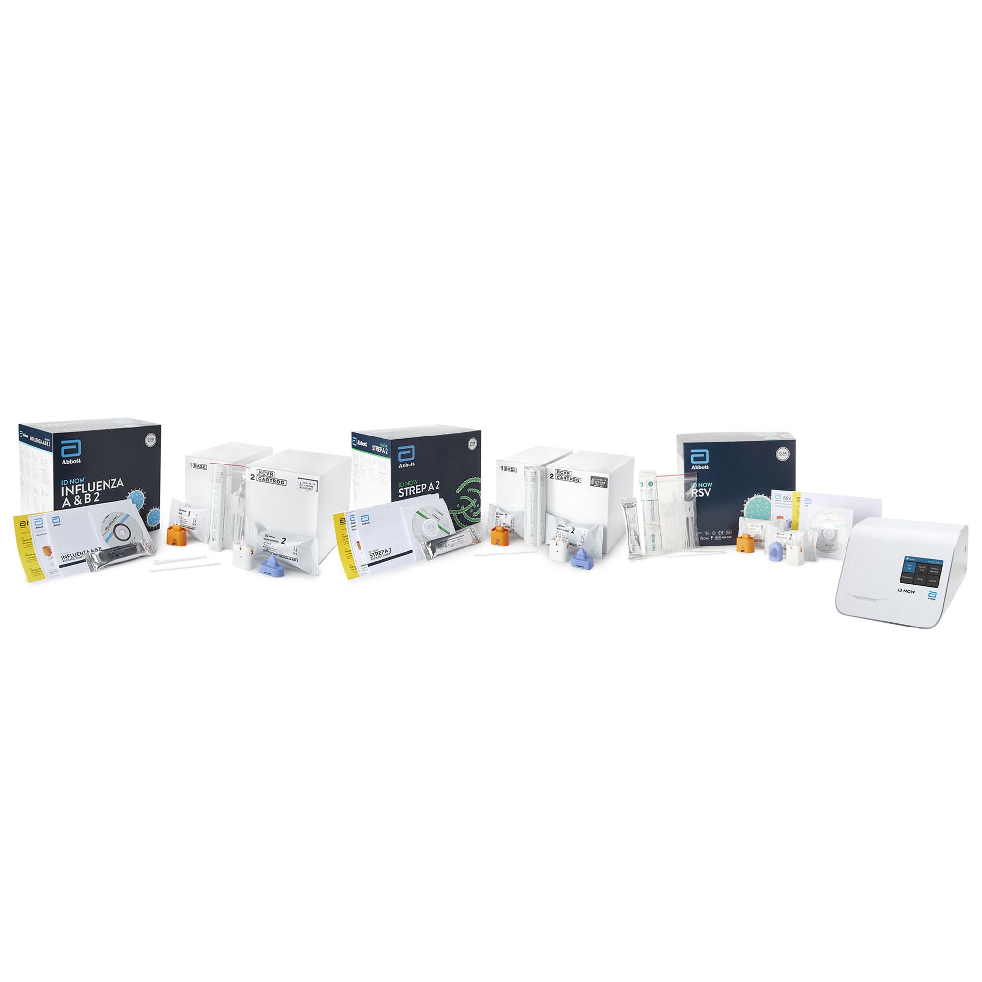 Abbott Rapid Dx North America LLC - IDNOW15FSR Respiratory Test Kit ID NOW™ Influenza A + B 2.0 / Strep A 2.0 / Respiratory Syncytial Virus Test (RSV) 5 X 24 FLU A/B 2.0, 5 X 24 Strep A, 5 X 24 RSV Tests CLIA Waived