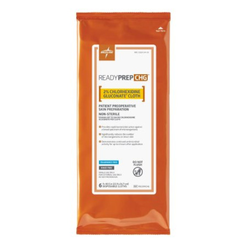 Medline MSC096CHG - Skin Prep Wipe ReadyPrep 2 per Pack Soft Pack 2% Strength CHG (Chlorhexidine Gluconate) NonSterile - 48/Cs