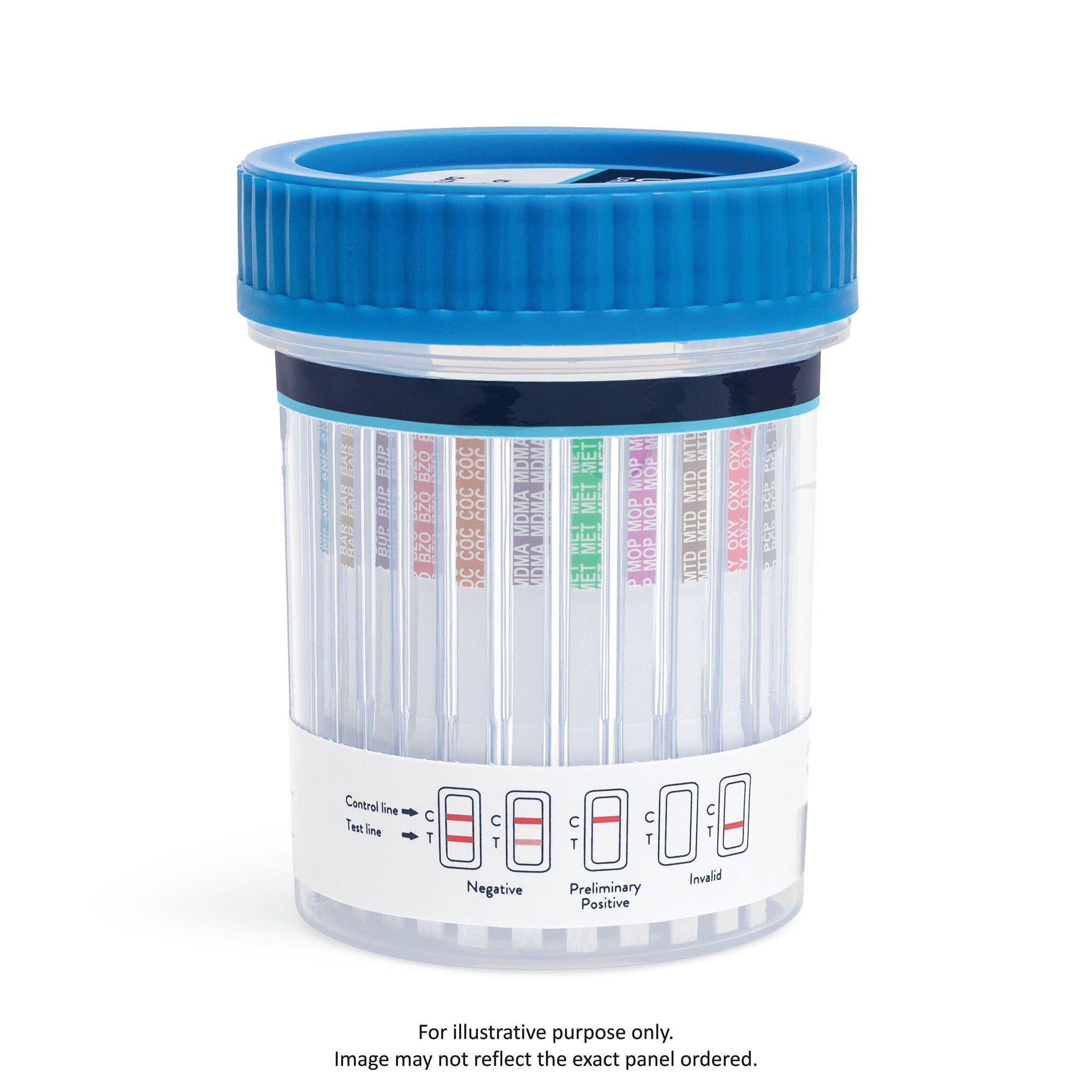 Abbott Rapid Dx North America LLC - ABTDOAW114701A Drugs of Abuse Test Kit iScreen™ Round Click Cup AMP1000, BAR300, BUP10, BZO300, COC300, EDDP300, mAMP/MET1000, MDMA500, MOP300, MTD300, OXY100, PCP25, TCA1000, THC50 25 Tests CLIA Waived